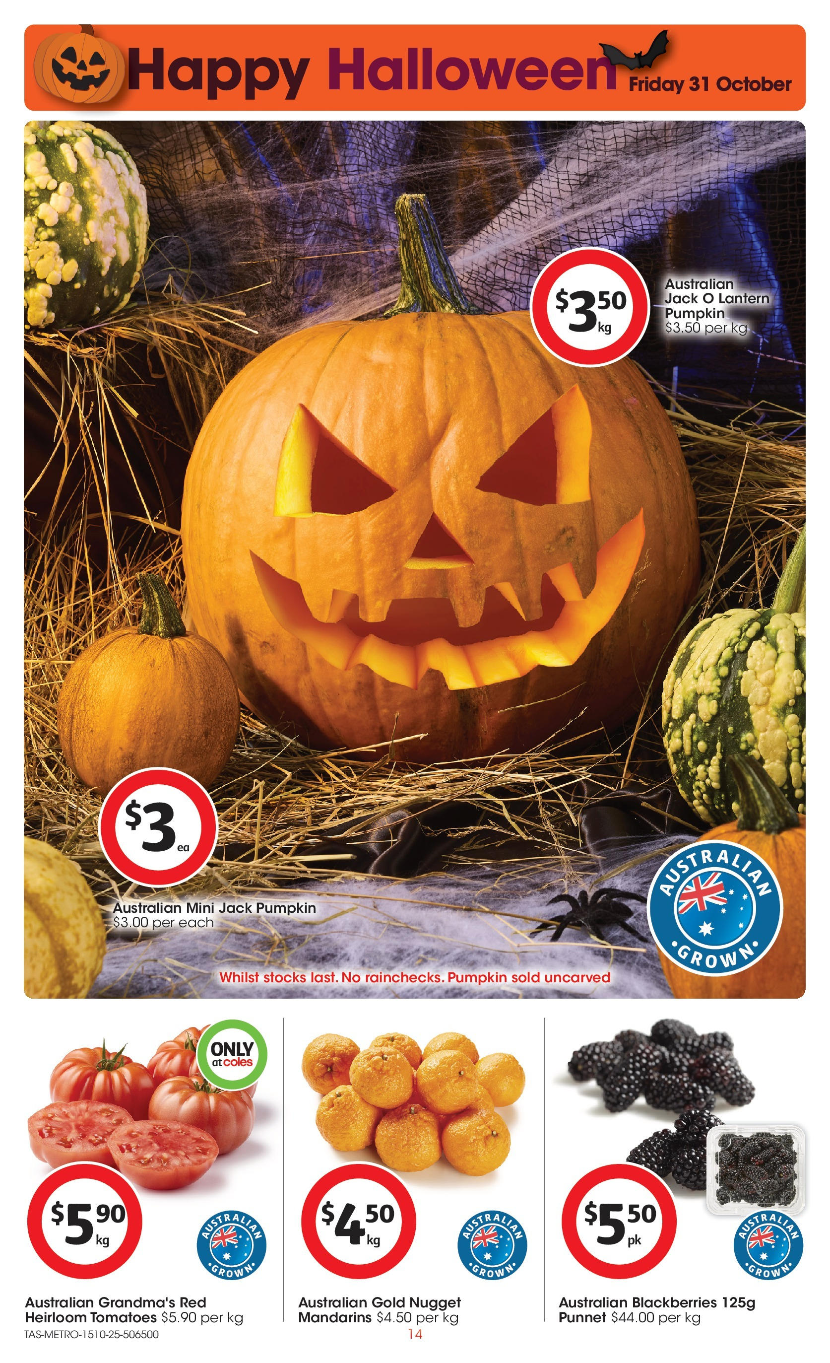 ﻿﻿Coles catalogue valid from 15/10/2025 > Online Australia | Page: 14 | Products: Tomatoes, Mandarins, Pumpkin