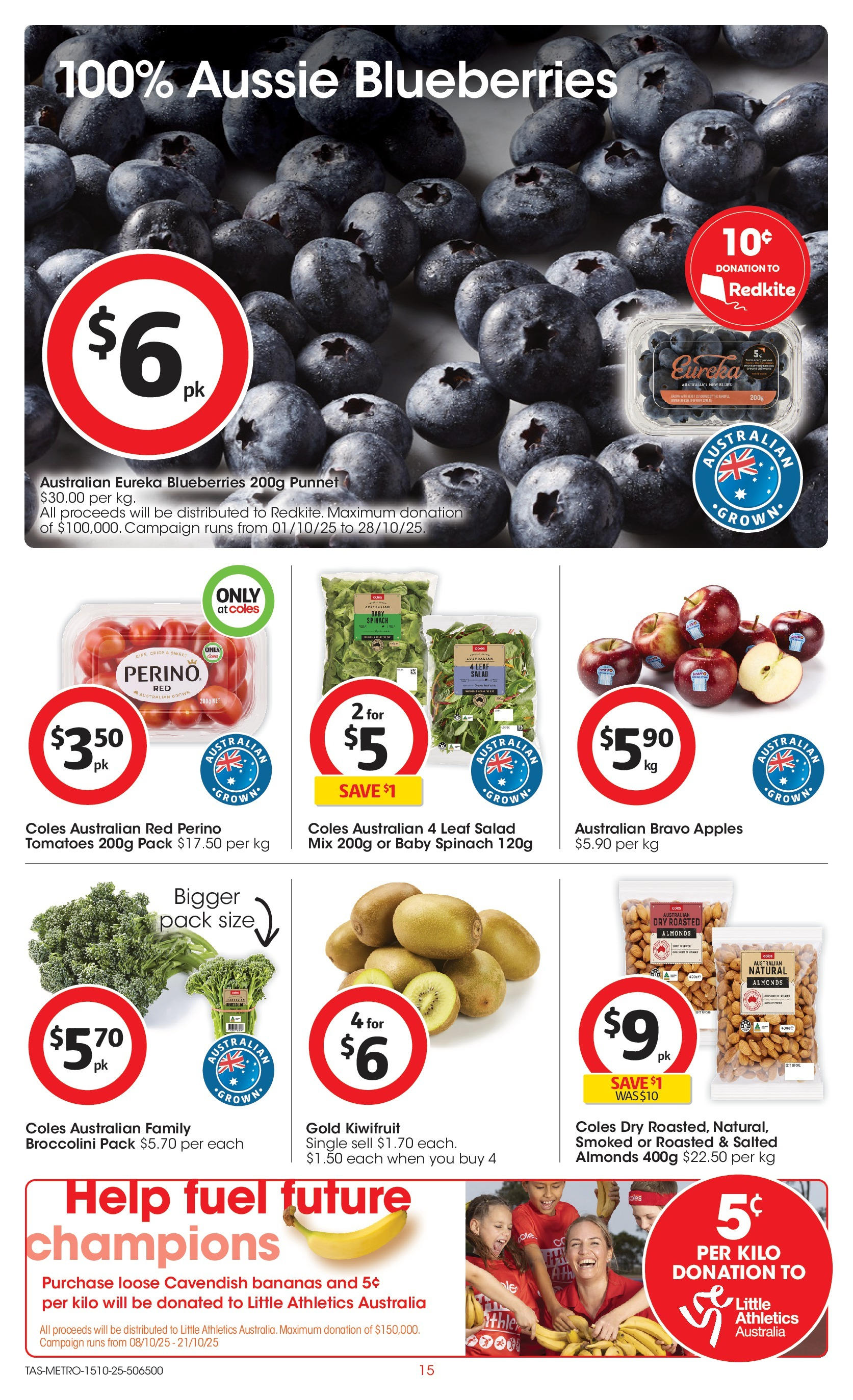﻿﻿Coles catalogue valid from 15/10/2025 > Online Australia | Page: 15 | Products: Kiwifruit, Salad, Spinach, Blueberries