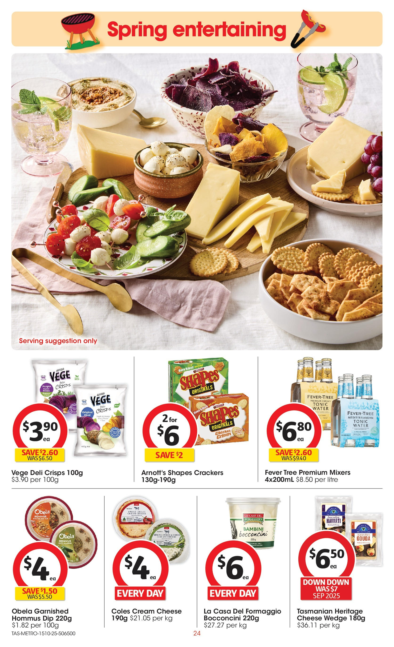 ﻿﻿Coles catalogue valid from 15/10/2025 > Online Australia | Page: 24 | Products: Crackers, Cheese, Cream, Water