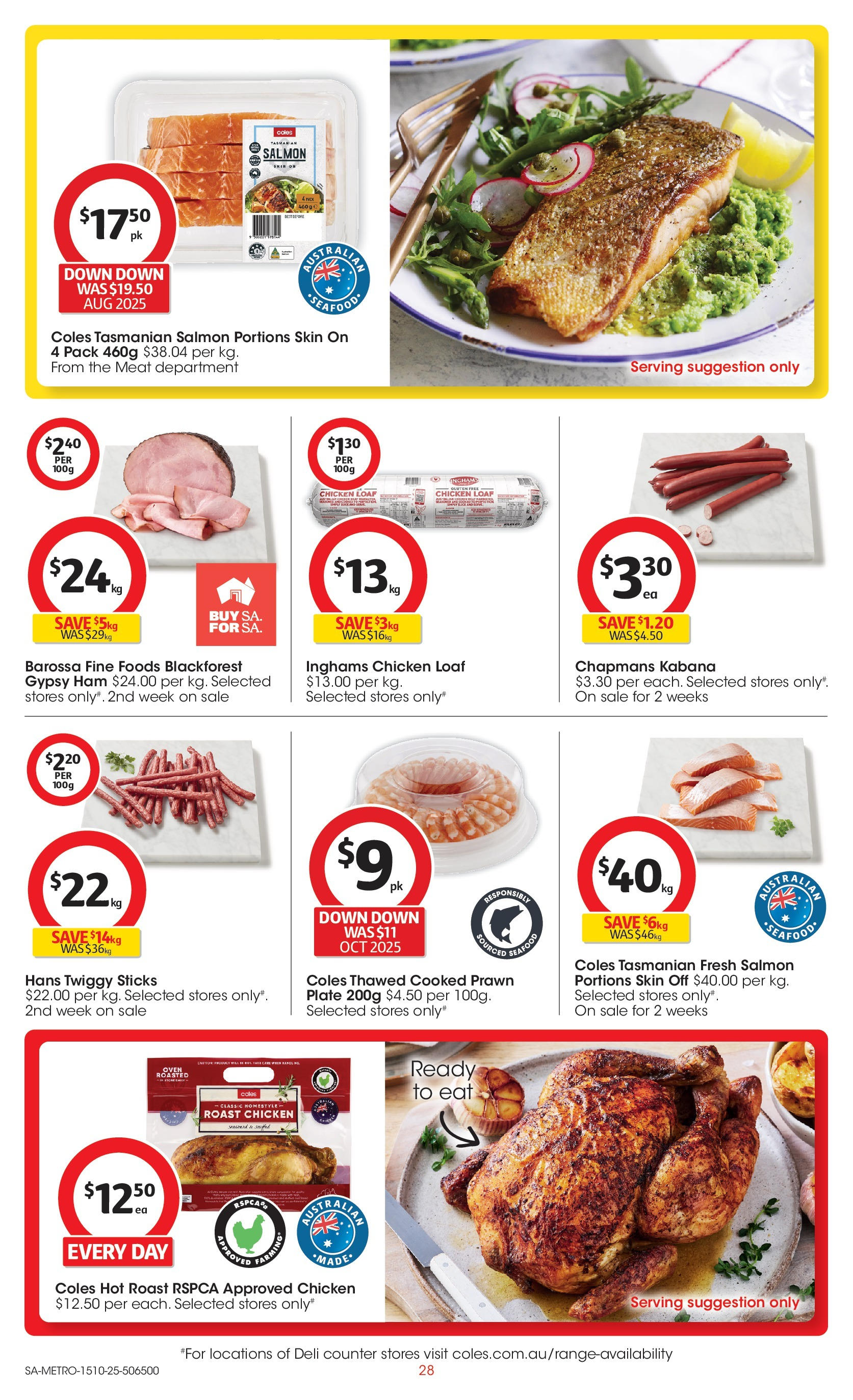 ﻿﻿Coles catalogue valid from 15/10/2025 > Online Australia | Page: 28 | Products: Chicken, Meat, Seafood, Oven