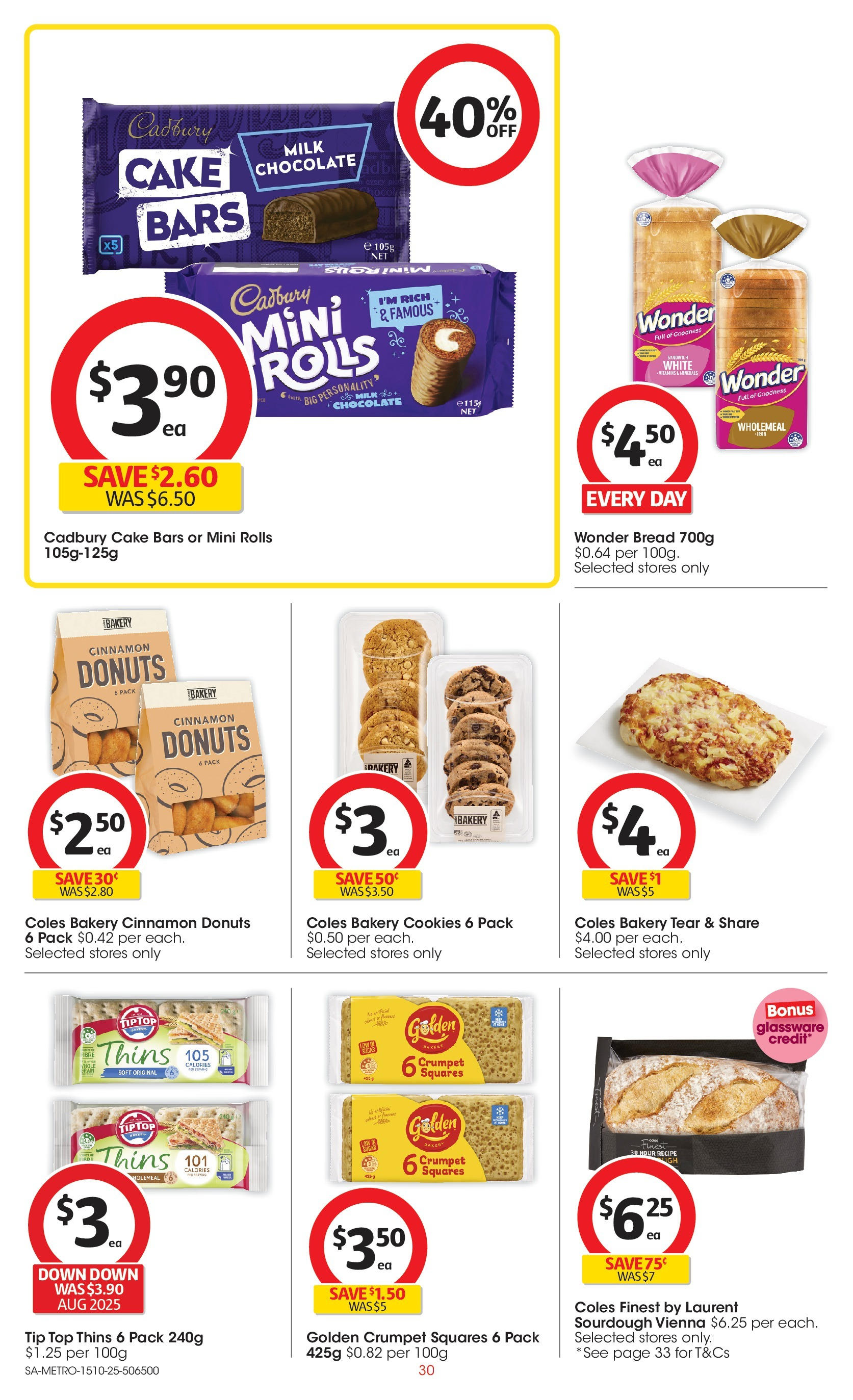 ﻿﻿Coles catalogue valid from 15/10/2025 > Online Australia | Page: 30 | Products: Milk, Bread, Chocolate, Bakery