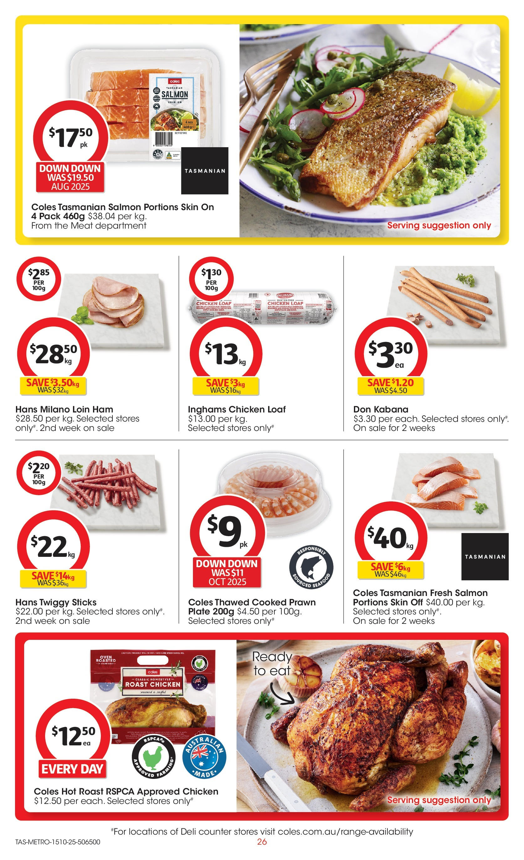 ﻿﻿Coles catalogue valid from 15/10/2025 > Online Australia | Page: 26 | Products: Ham, Chicken, Salmon, Oven