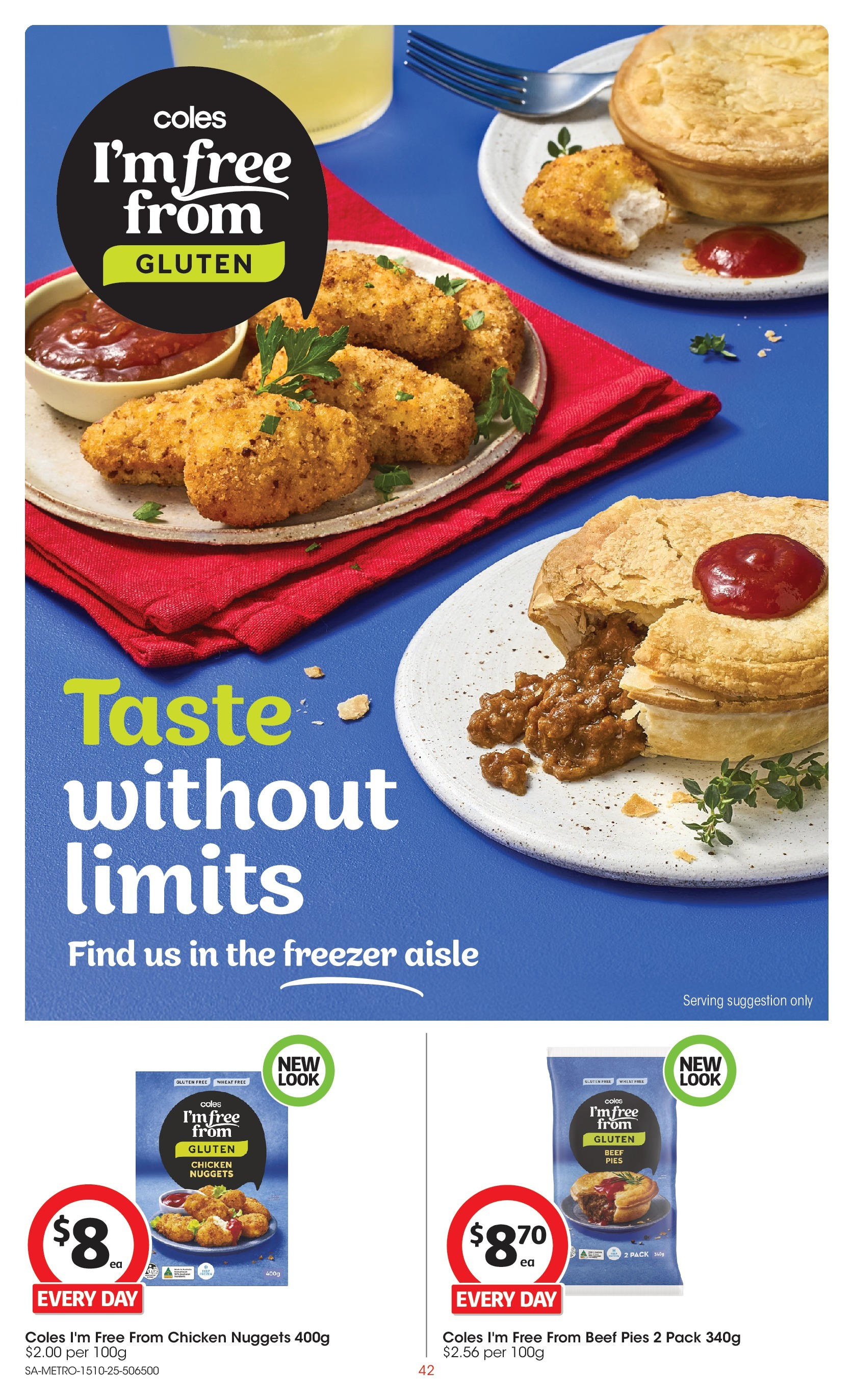 ﻿﻿Coles catalogue valid from 15/10/2025 > Online Australia | Page: 42 | Products: Chicken, Beef, Pies, Freezer