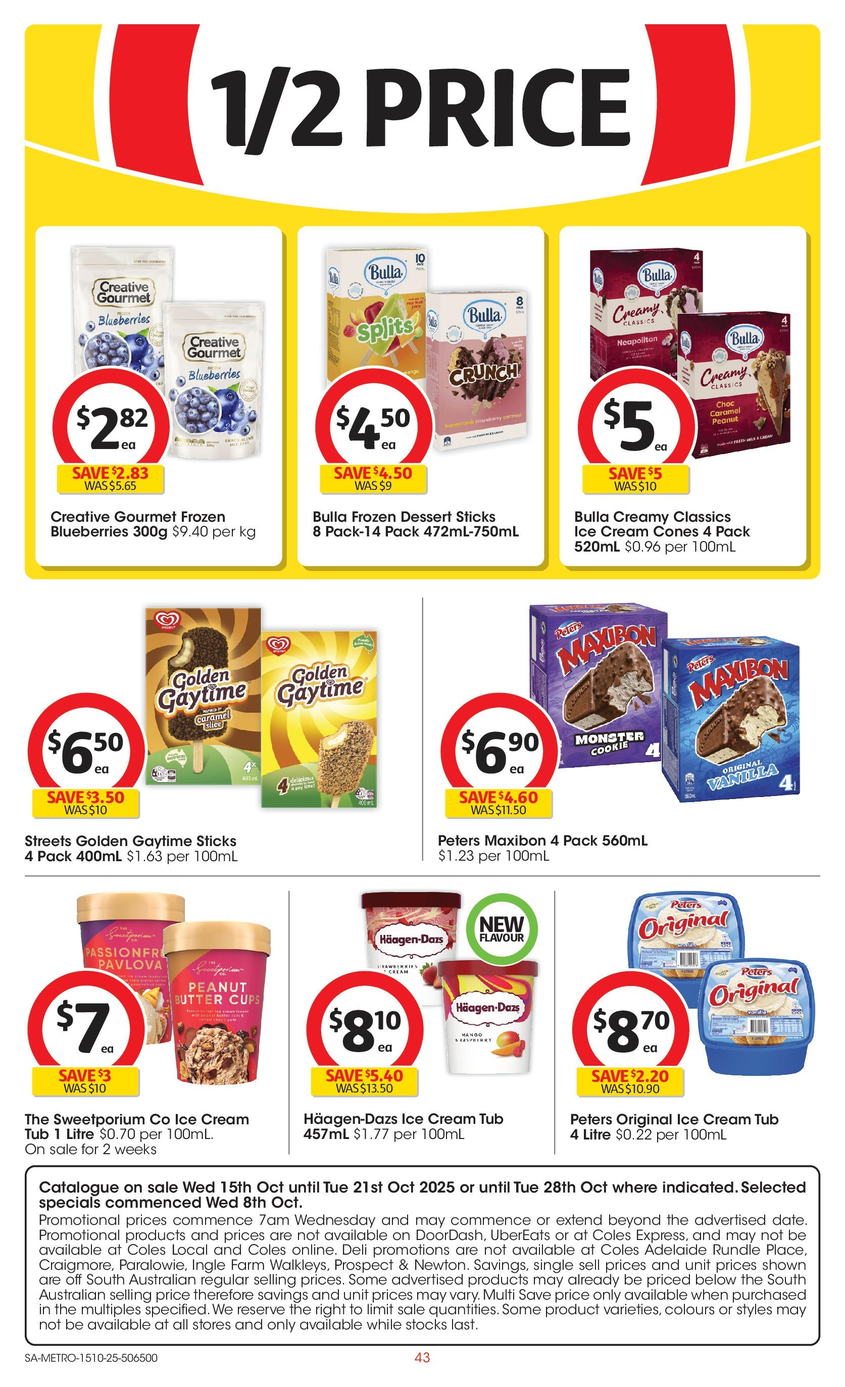 ﻿﻿Coles catalogue valid from 15/10/2025 > Online Australia | Page: 43 | Products: Cups, Milk, Cream, Ice cream