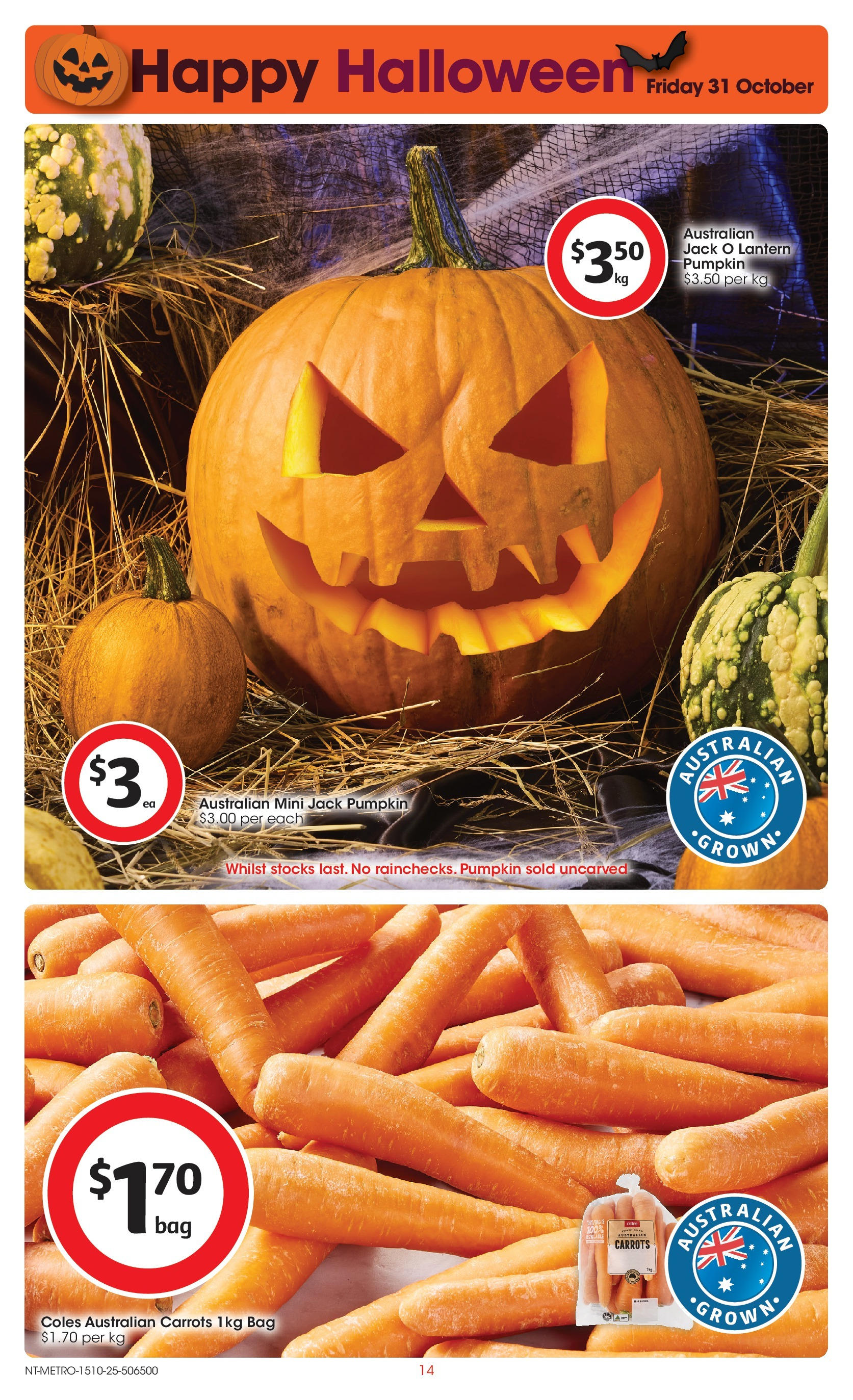 ﻿﻿Coles catalogue valid from 15/10/2025 > Online Australia | Page: 14 | Products: Carrots, Pumpkin, Bag