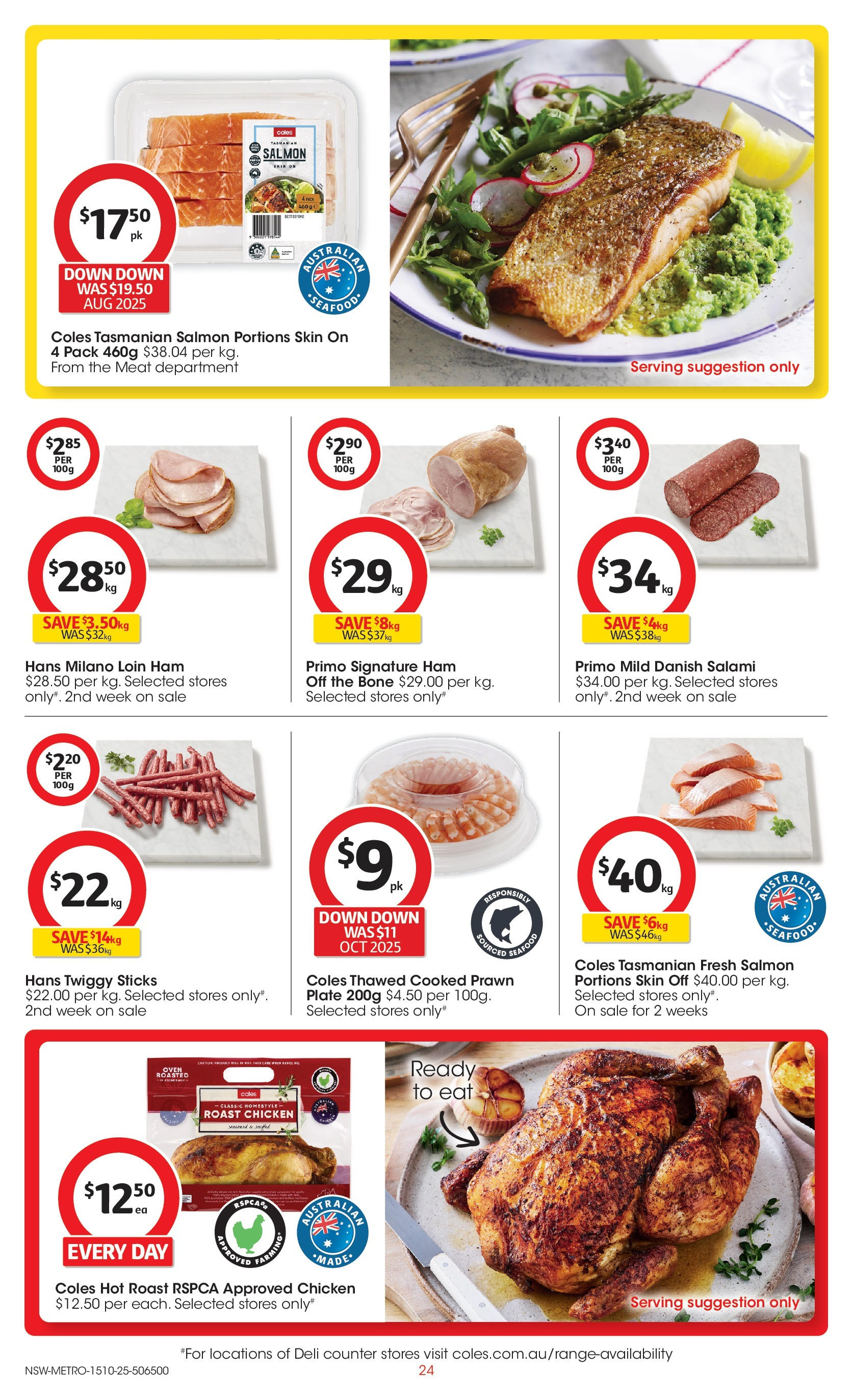 ﻿﻿Coles catalogue valid from 15/10/2025 > Online Australia | Page: 24 | Products: Salami, Meat, Seafood, Oven