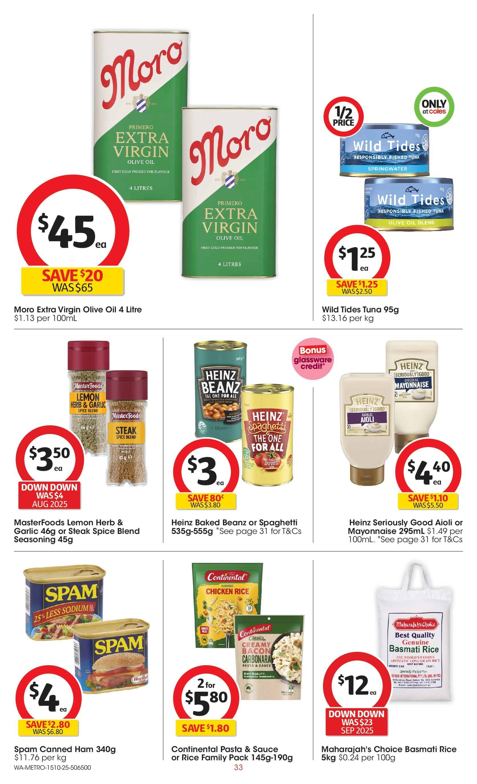 ﻿﻿Coles catalogue valid from 15/10/2025 > Online Australia | Page: 33 | Products: Glassware, Rice, Mayonnaise, Garlic