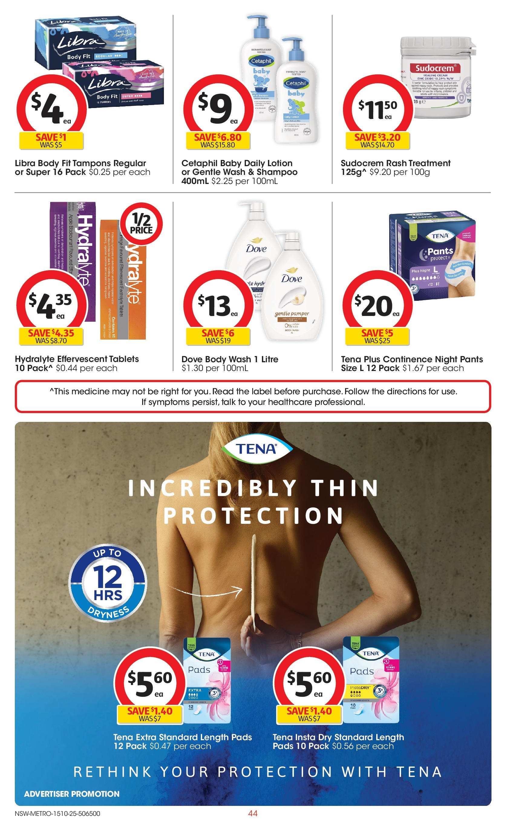 ﻿﻿Coles catalogue valid from 15/10/2025 > Online Australia | Page: 44 | Products: Shampoo, Lotion, Treatment, Tablets
