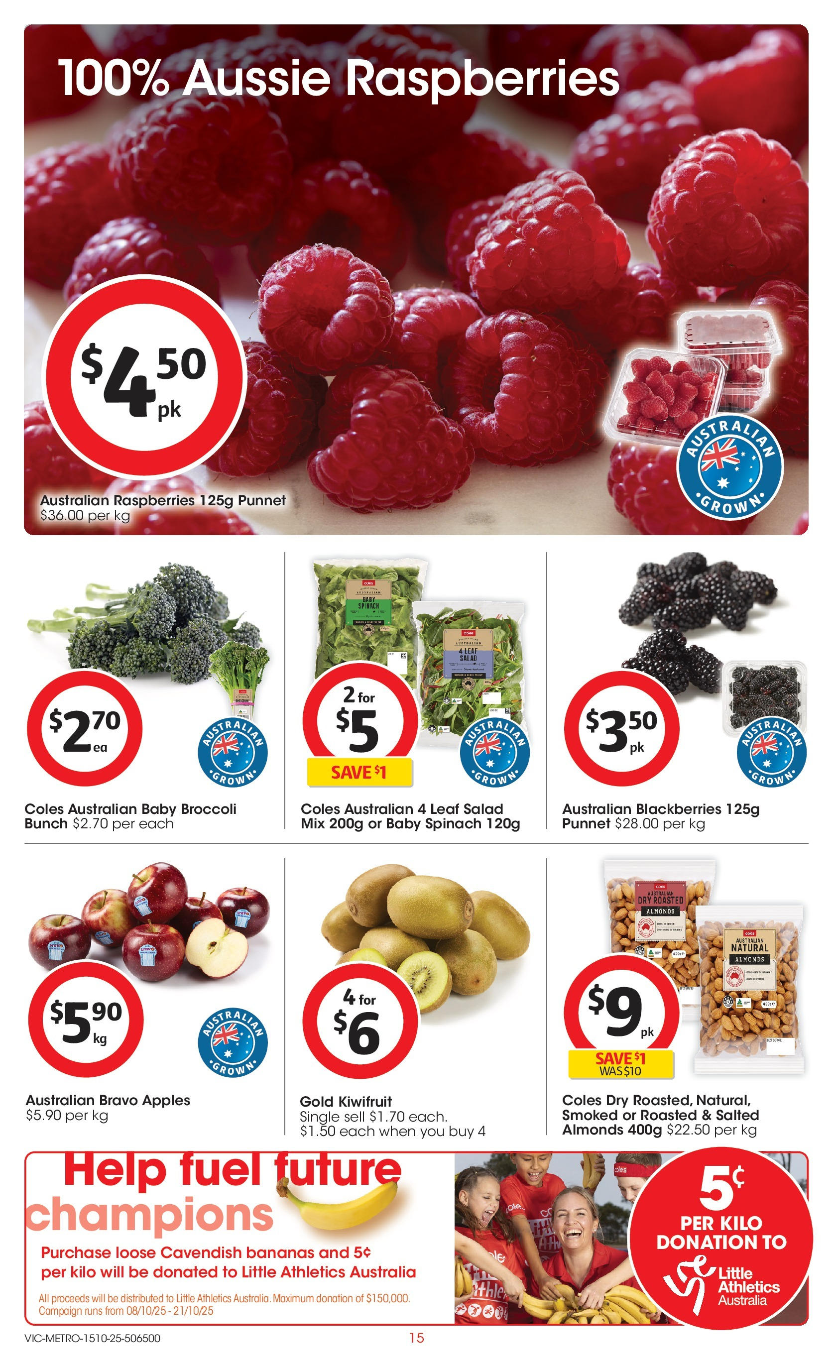 ﻿﻿Coles catalogue valid from 15/10/2025 > Online Australia | Page: 15 | Products: Apples, Bananas, Salad, Spinach