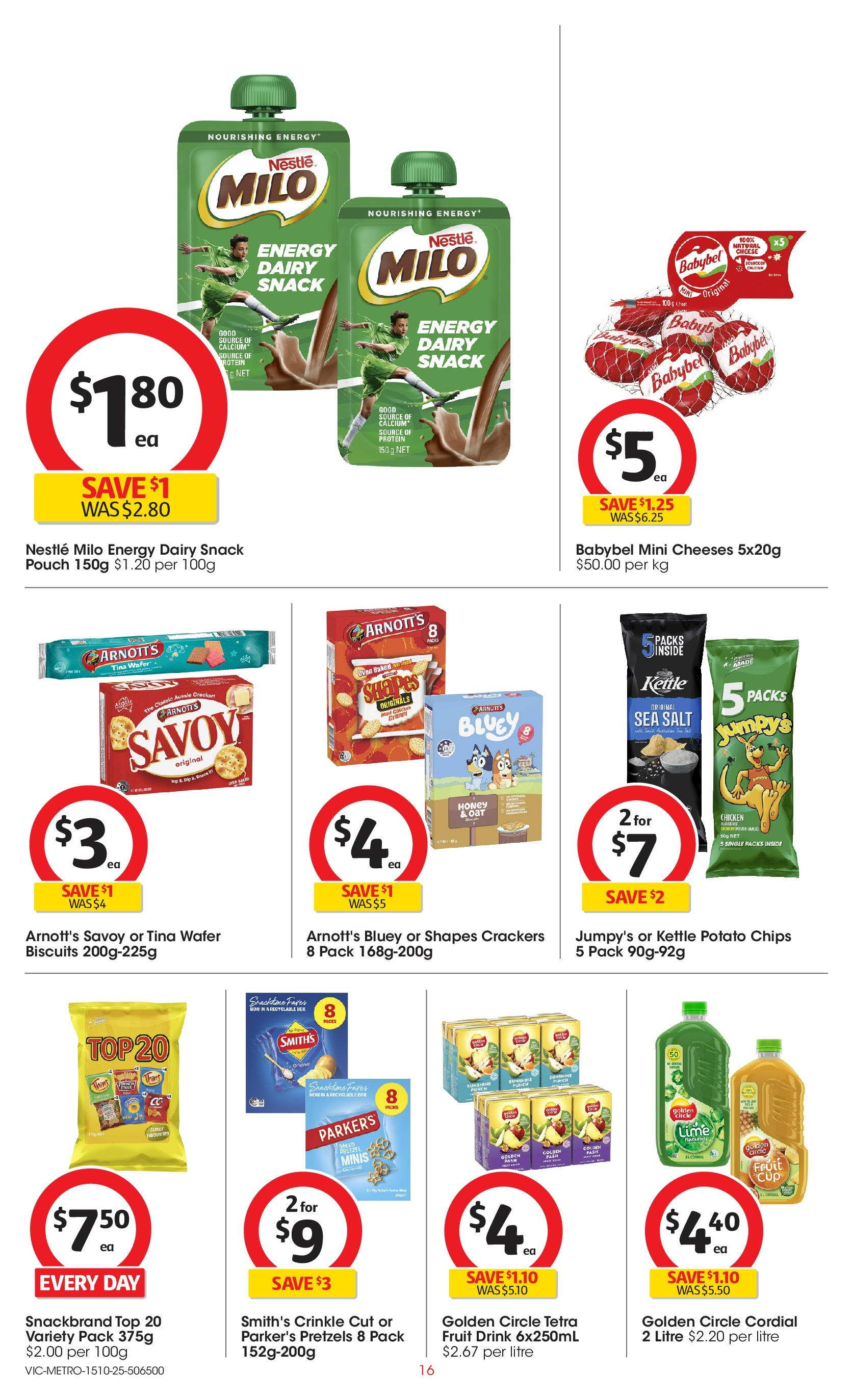 ﻿﻿Coles catalogue valid from 15/10/2025 > Online Australia | Page: 16 | Products: Dairy, Chips, Biscuits, Pretzels