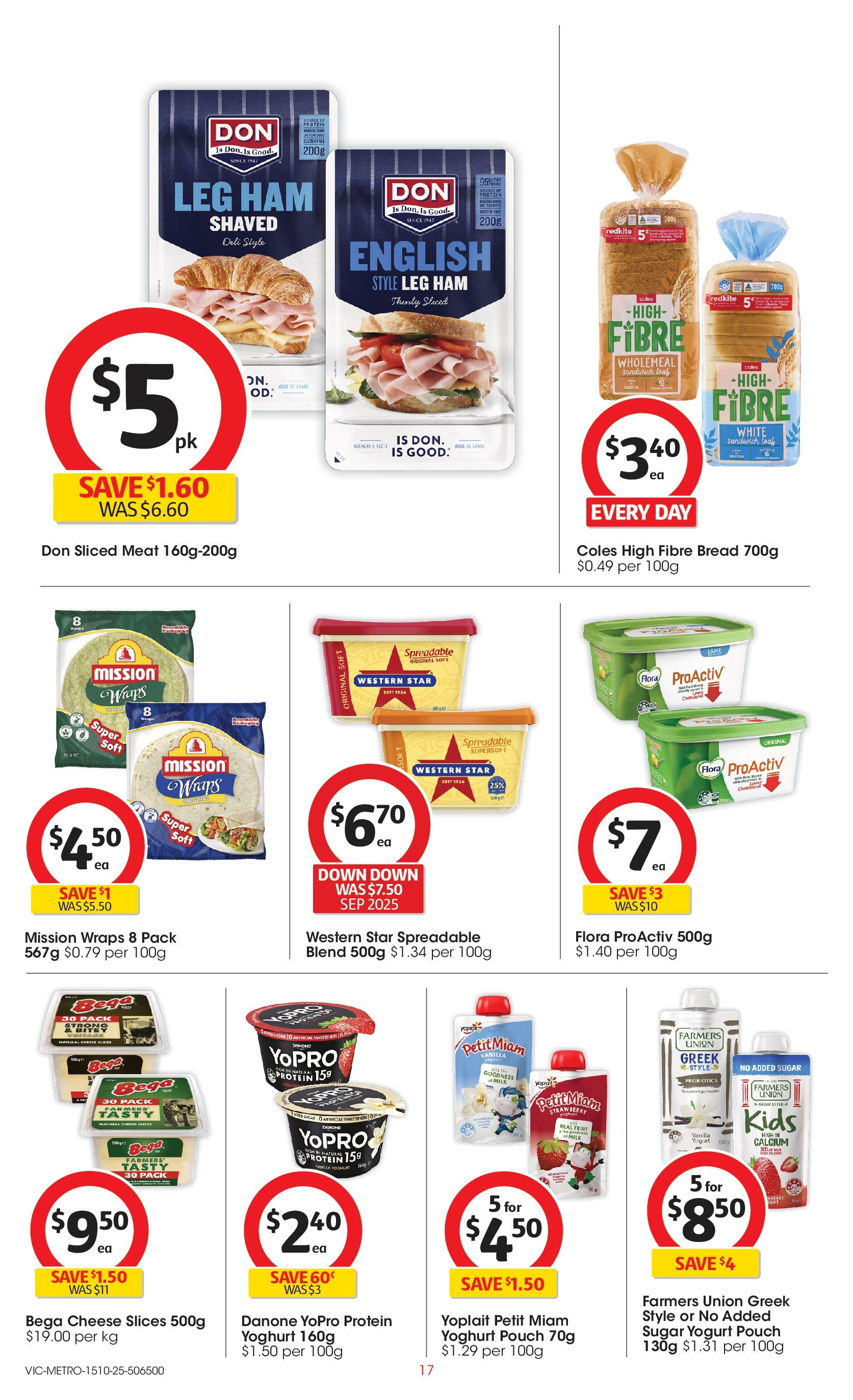 ﻿﻿Coles catalogue valid from 15/10/2025 > Online Australia | Page: 17 | Products: Milk, Cheese, Yoghurt, Bread