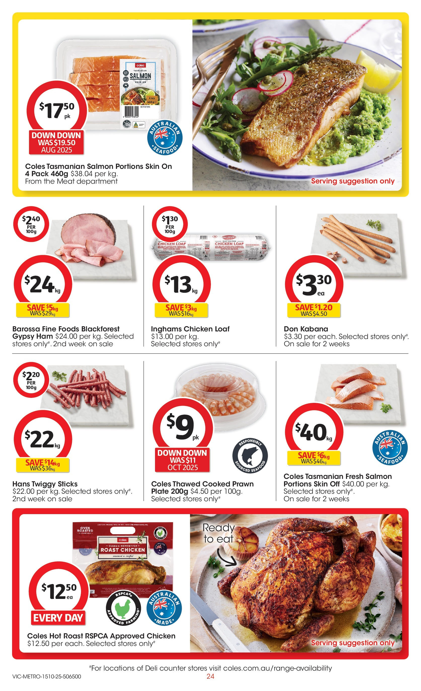 ﻿﻿Coles catalogue valid from 15/10/2025 > Online Australia | Page: 24 | Products: Ham, Chicken, Seafood, Oven