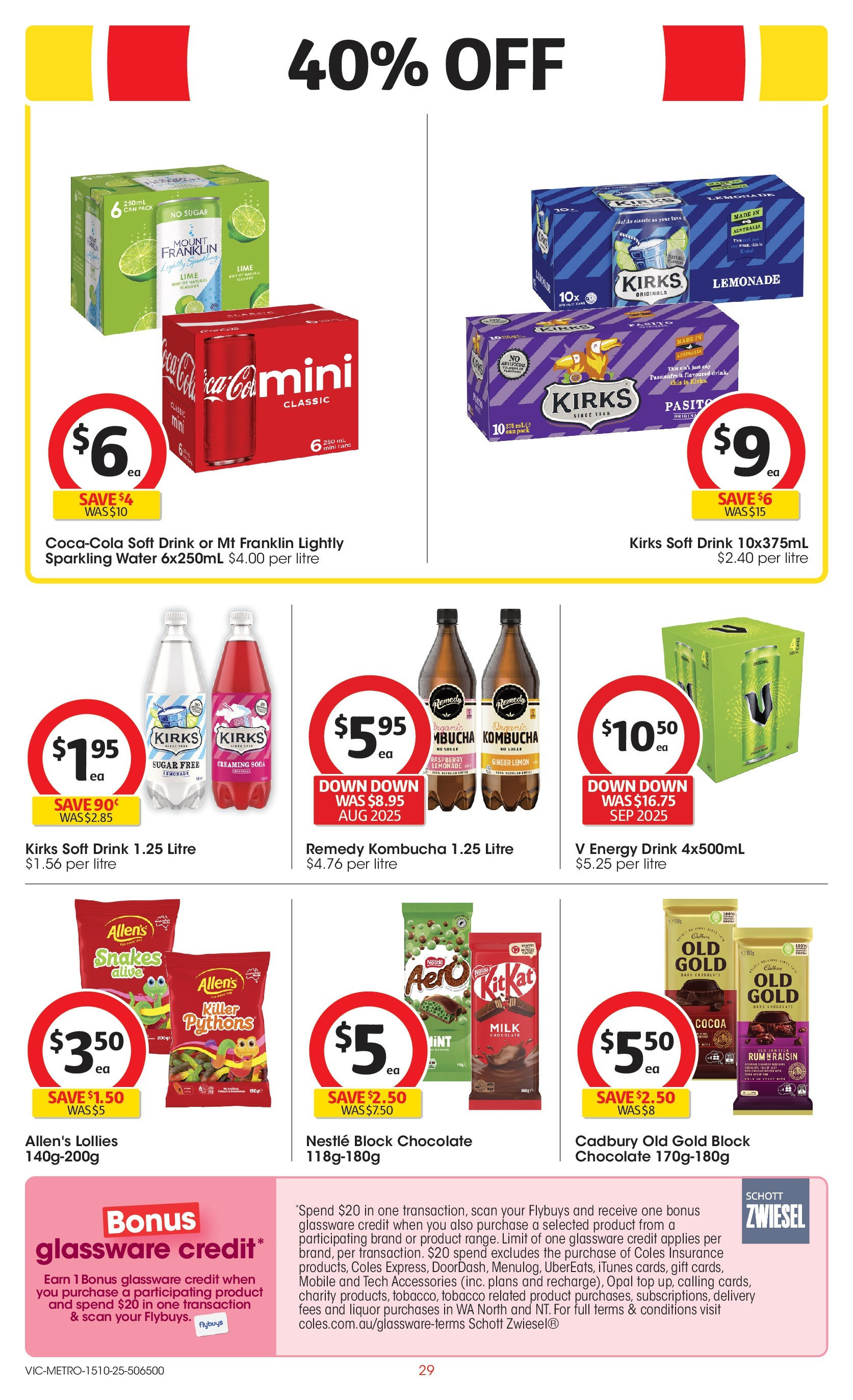 ﻿﻿Coles catalogue valid from 15/10/2025 > Online Australia | Page: 29 | Products: Energy drink, Glassware, Water, Cap