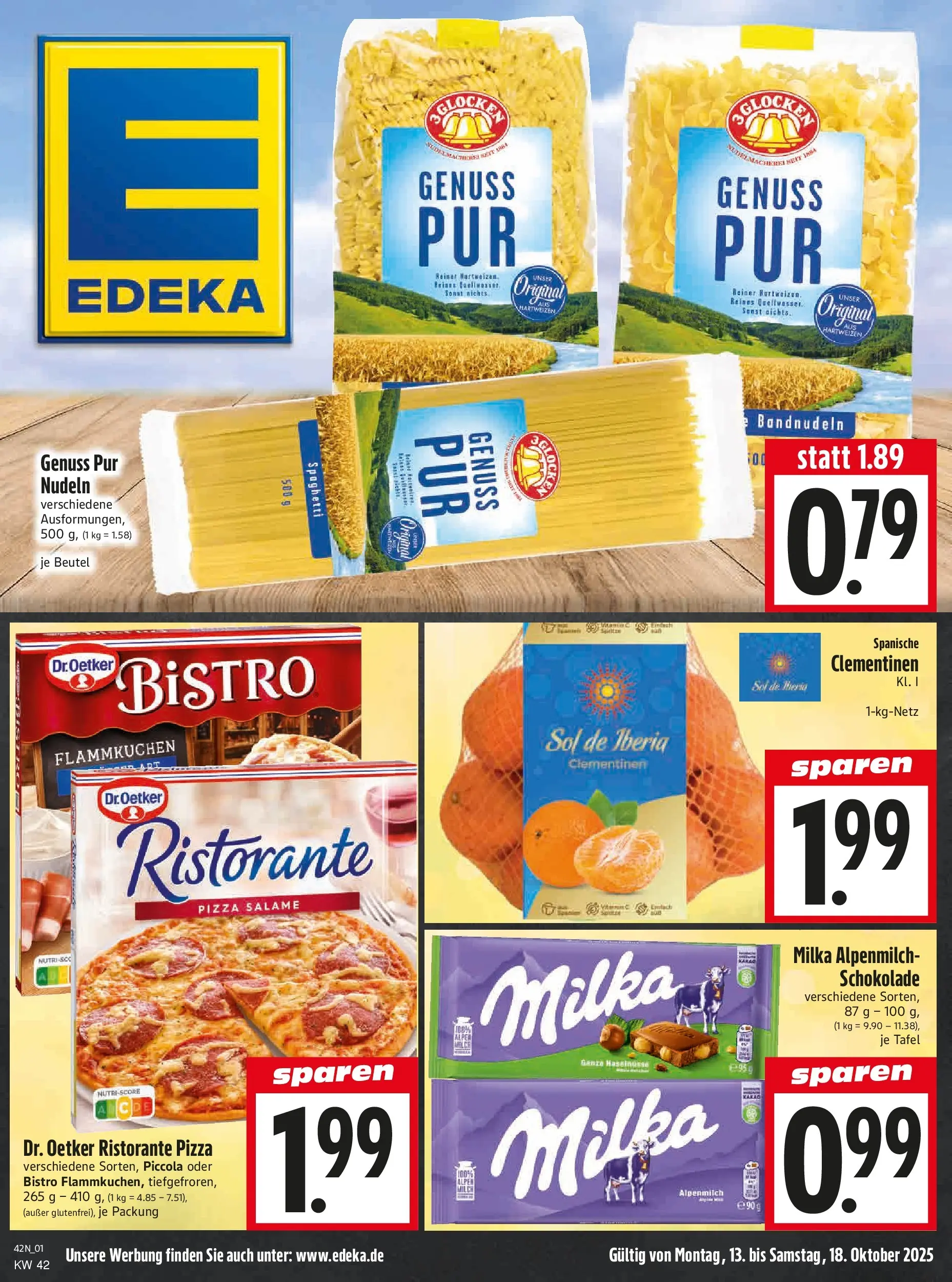 Entdecke - Edeka Hahner: Wochenangebote (ab 11.10.2025) zum Blättern | Seite: 3 | Produkte: Ristorante, Milka schokolade, Milka, Nudeln