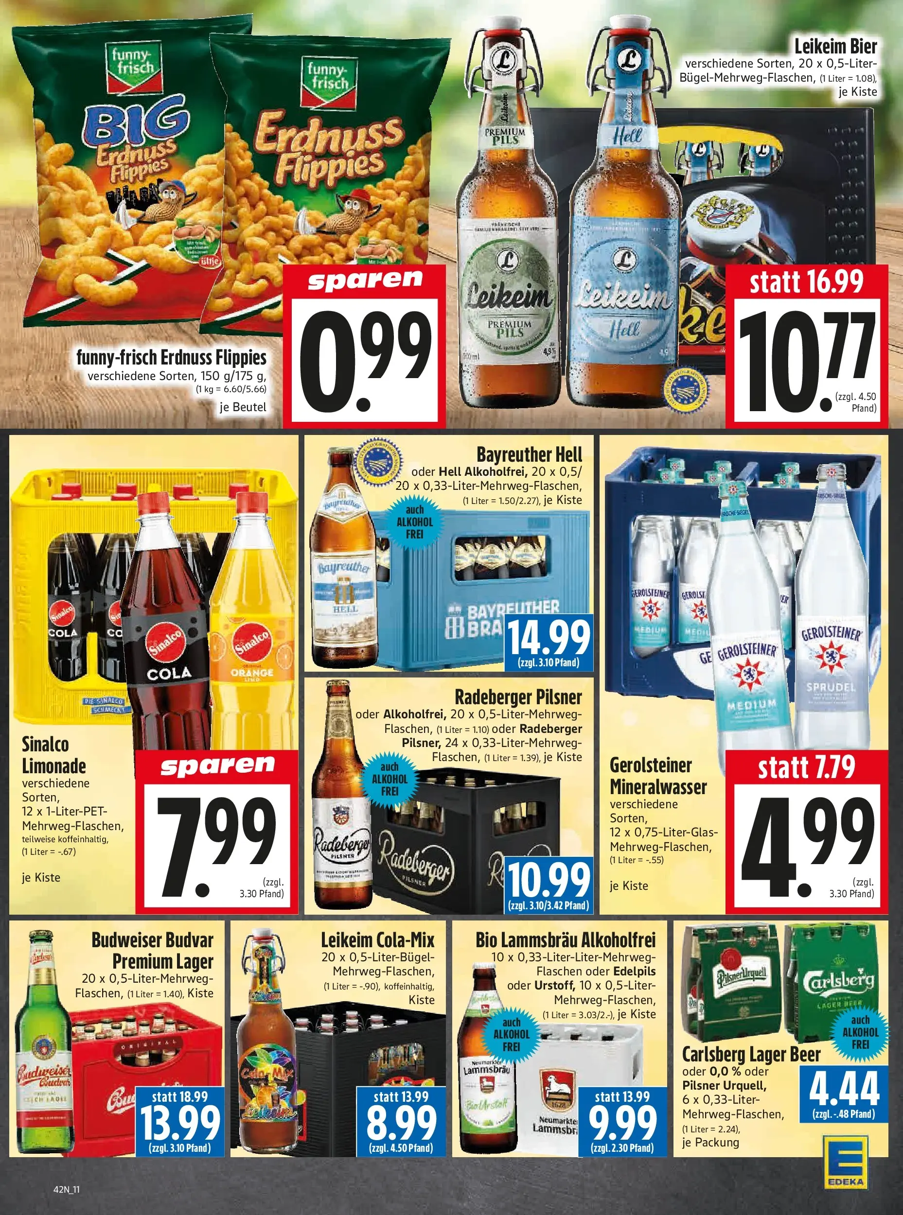 Entdecke - Edeka Hahner: Wochenangebote (ab 11.10.2025) zum Blättern | Seite: 13 | Produkte: Sinalco, Carlsberg, Limonade, Gerolsteiner