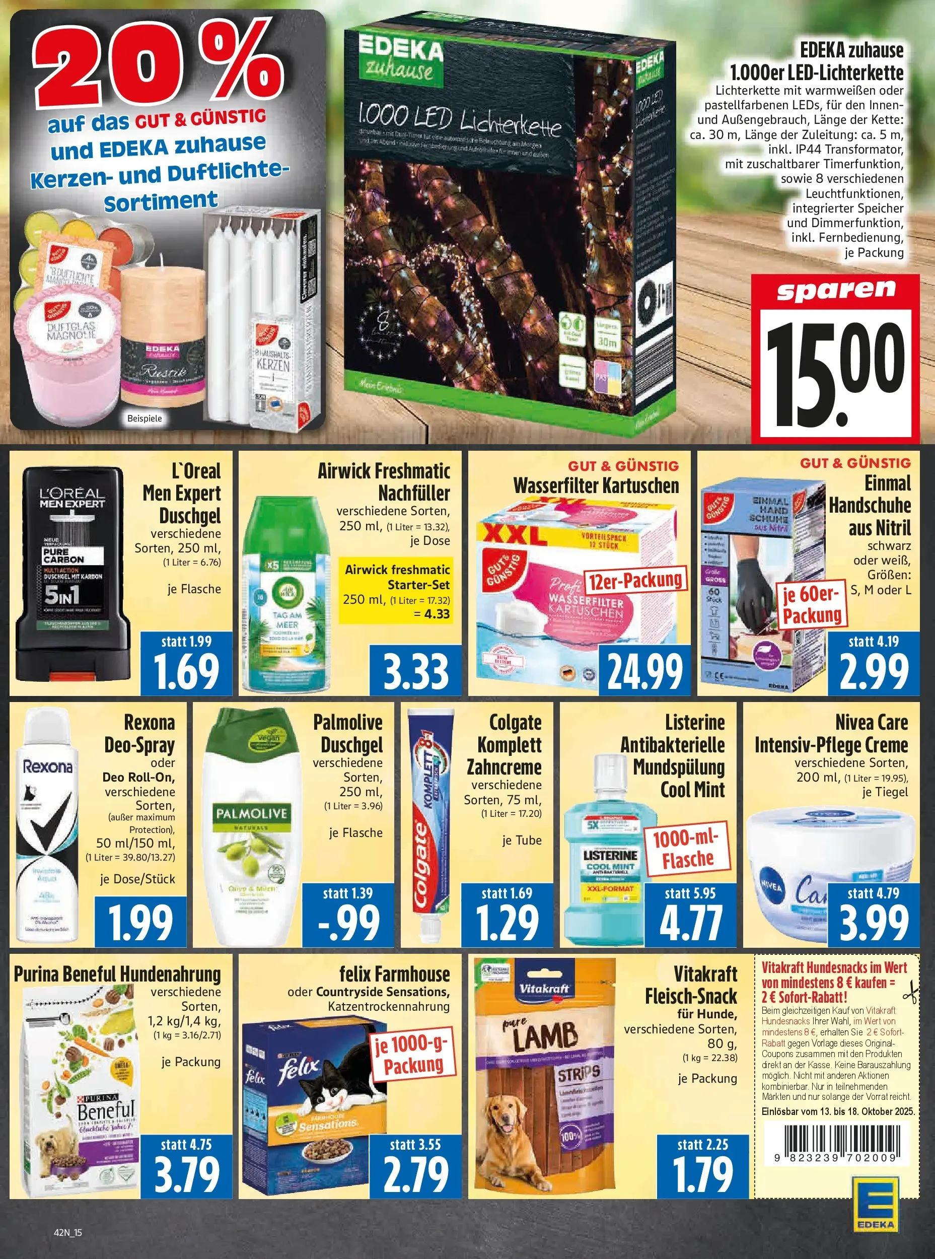 Entdecke - Edeka Hahner: Wochenangebote (ab 11.10.2025) zum Blättern | Seite: 17 | Produkte: Creme, Deospray, Handschuhe, Listerine