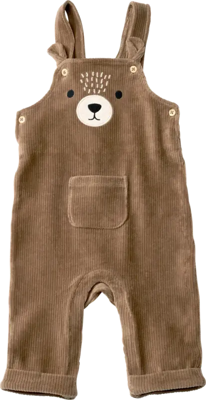 ALANA Latzhose aus Ripp-Velours & mit Bären-Motiv, braun, Gr. 80