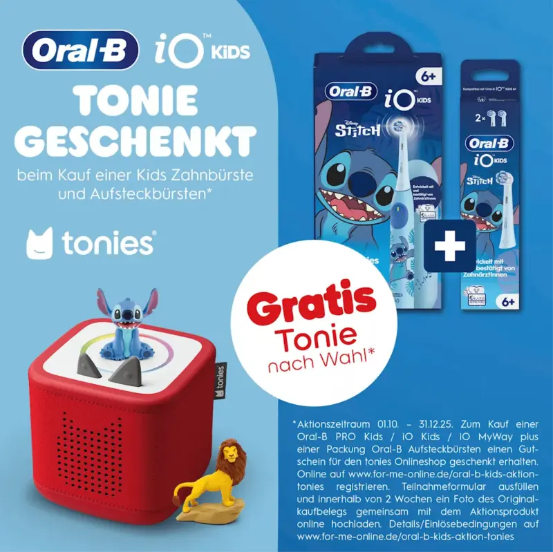 Oral-B Elektrische Zahnbürste Kinder iO Stitch mit Reiseetui, ab 6 Jahren
