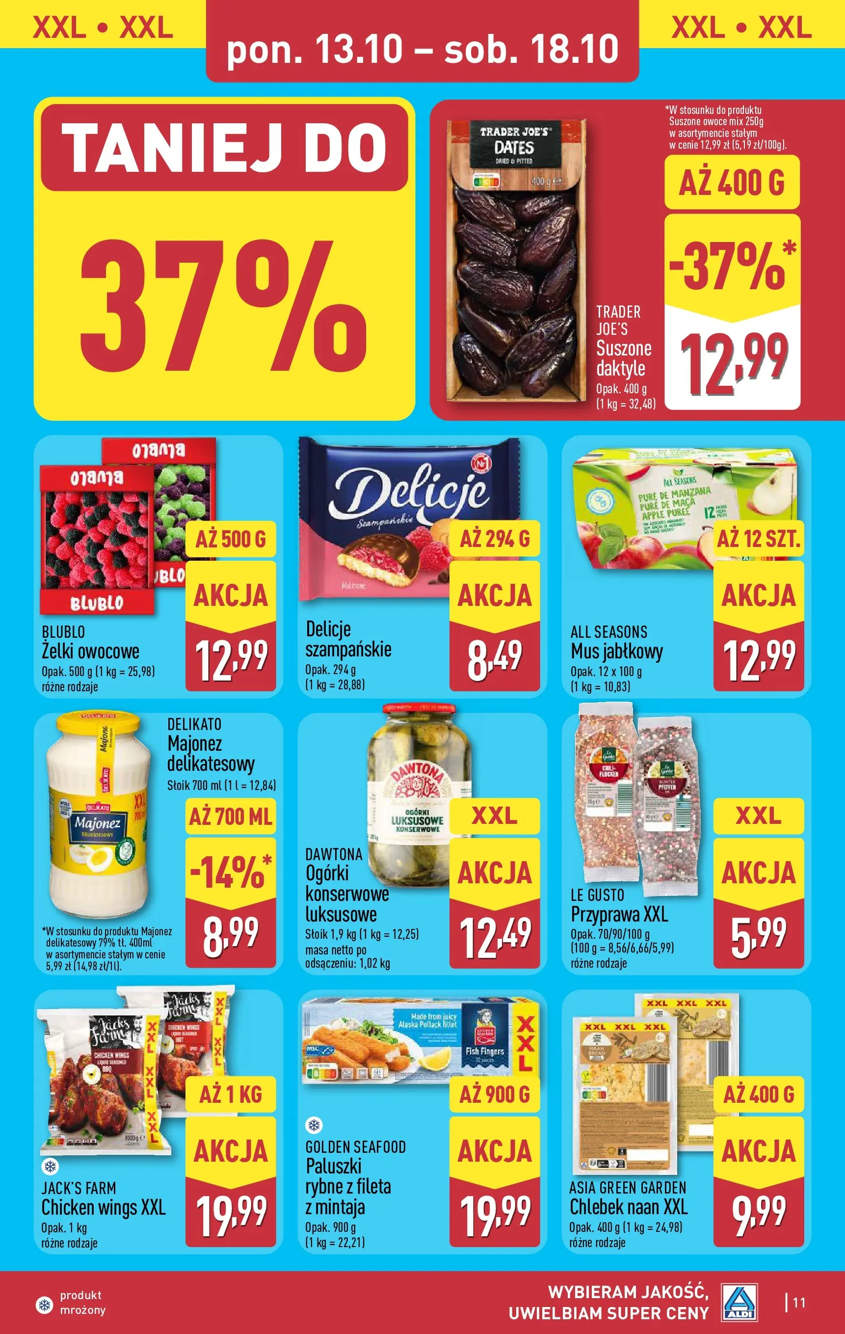 Aldi Gazetka od 13.10.2025 - Ulotka PDF, promocje | Strona: 11 | Produkty: Daktyle, Paluszki, Żelki, Ogórki