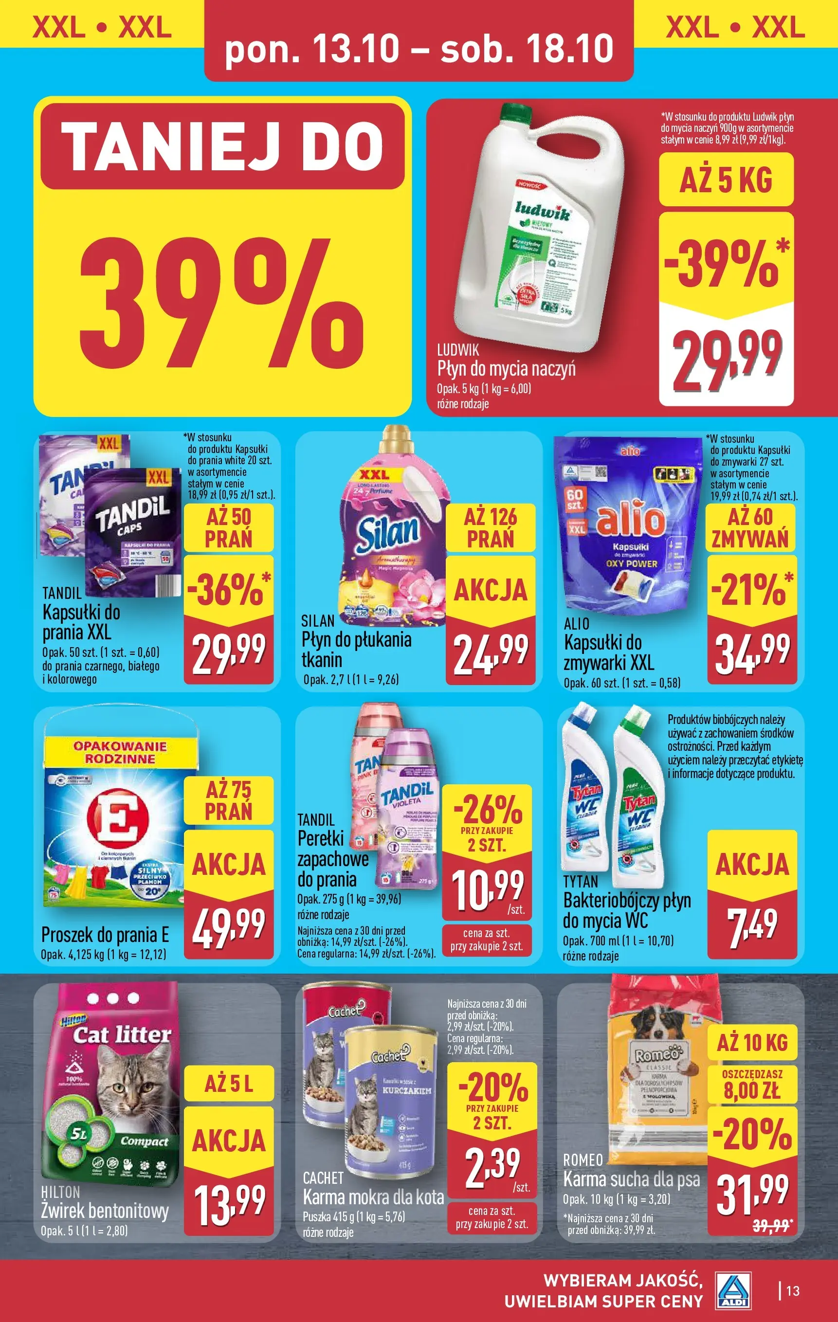 Aldi Gazetka od 13.10.2025 - Ulotka PDF, promocje | Strona: 13 | Produkty: Oxy, Kapsułki do prania, Proszek do prania, Płyn do mycia naczyń