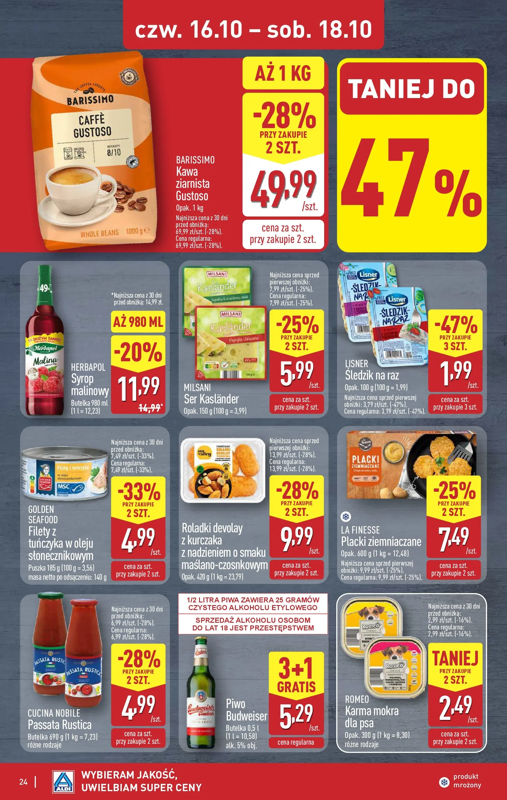 Aldi Gazetka od 13.10.2025 - Ulotka PDF, promocje | Strona: 24 | Produkty: Syrop, Tuńczyk, Roladki Devolay, Piwo
