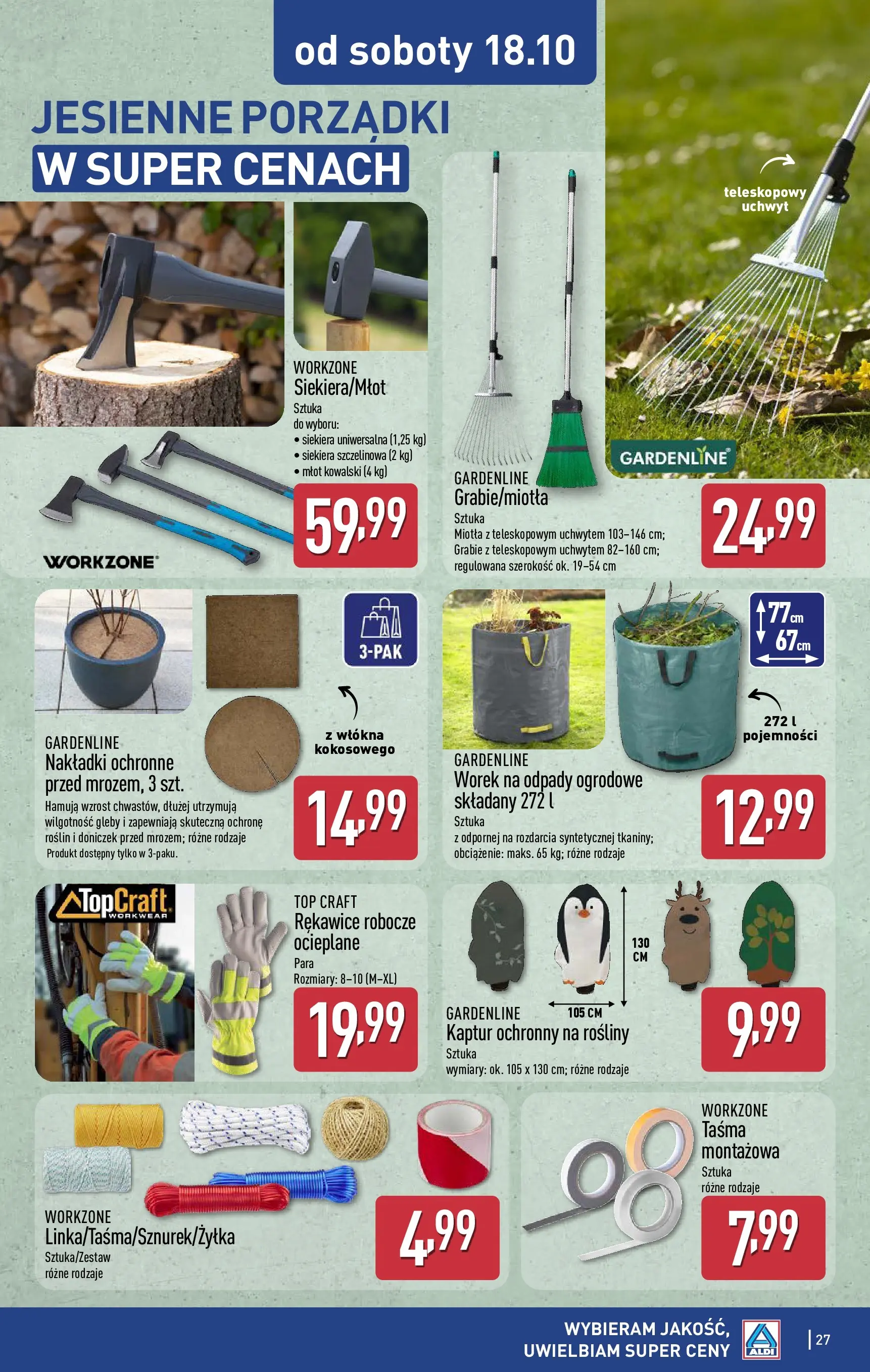 Aldi Gazetka od 13.10.2025 - Ulotka PDF, promocje | Strona: 27 | Produkty: Top, Rosliny, Siekiera