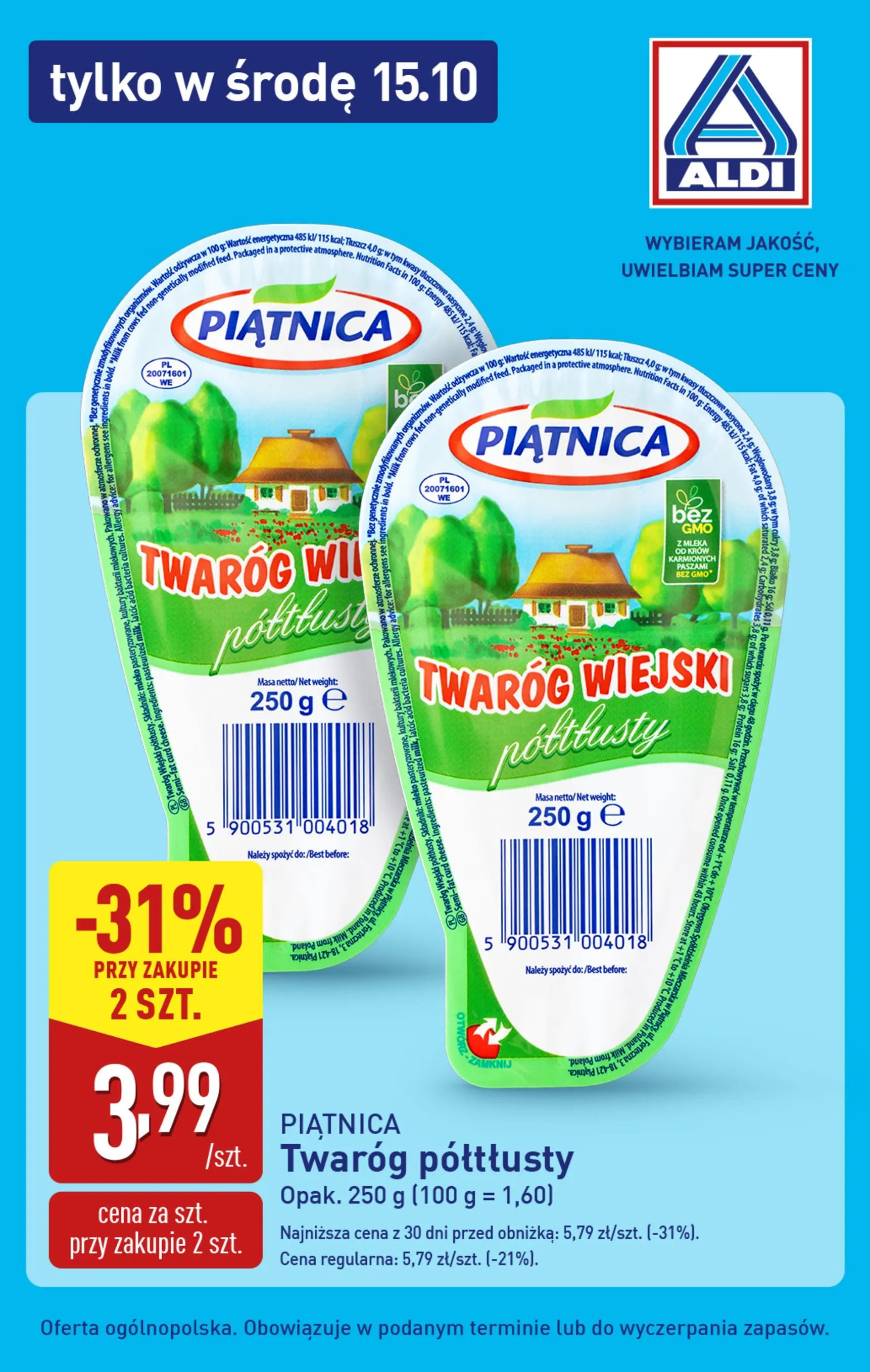 Aldi - Tylko w środę 15.10 w ALDI od 14.10.2025 - Ulotka PDF, promocje | Strona: 3 | Produkty: Twaróg półtłusty, Mleka, Mleko, Twaróg