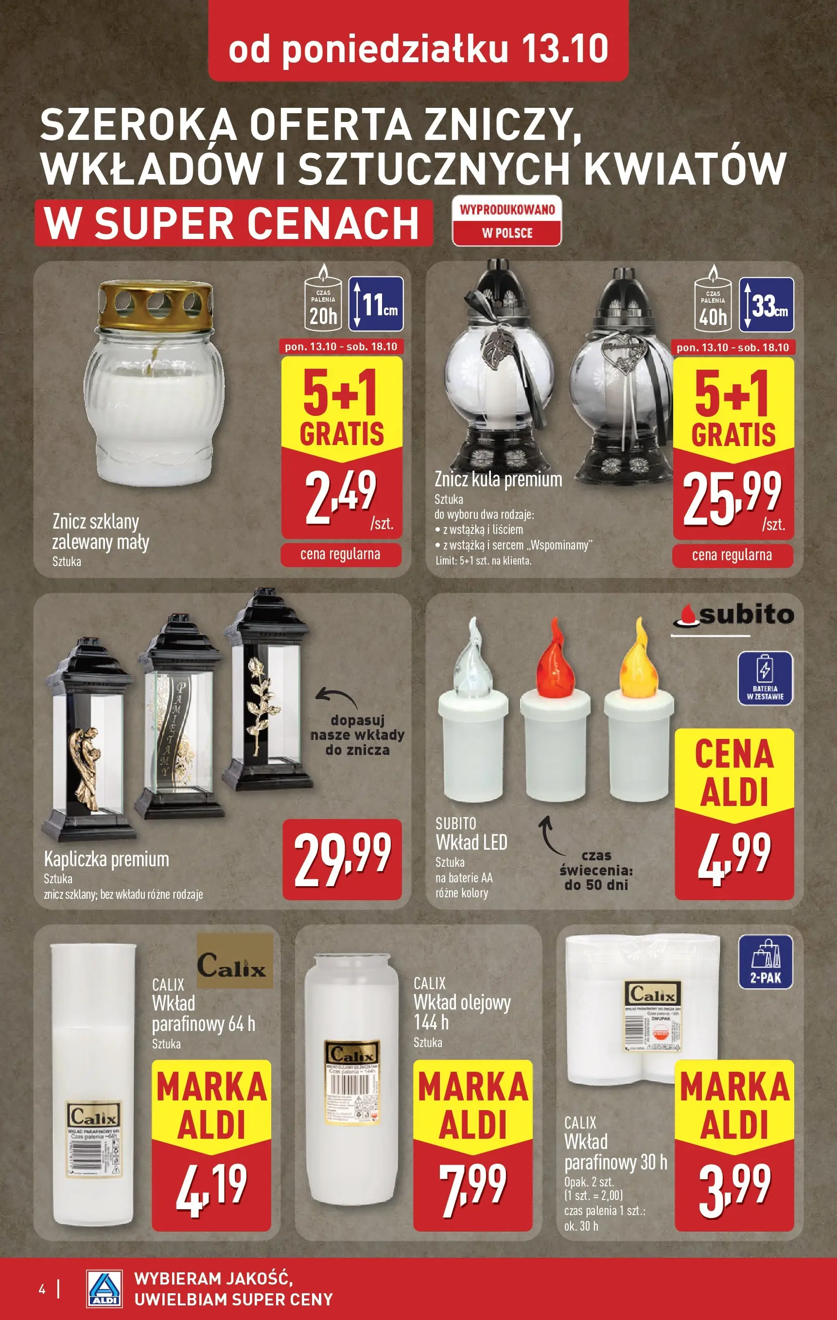 Aldi Gazetka - Światełko pamięci od 13.10.2025 - Ulotka PDF, promocje | Strona: 4 | Produkty: Baterie, Bateria
