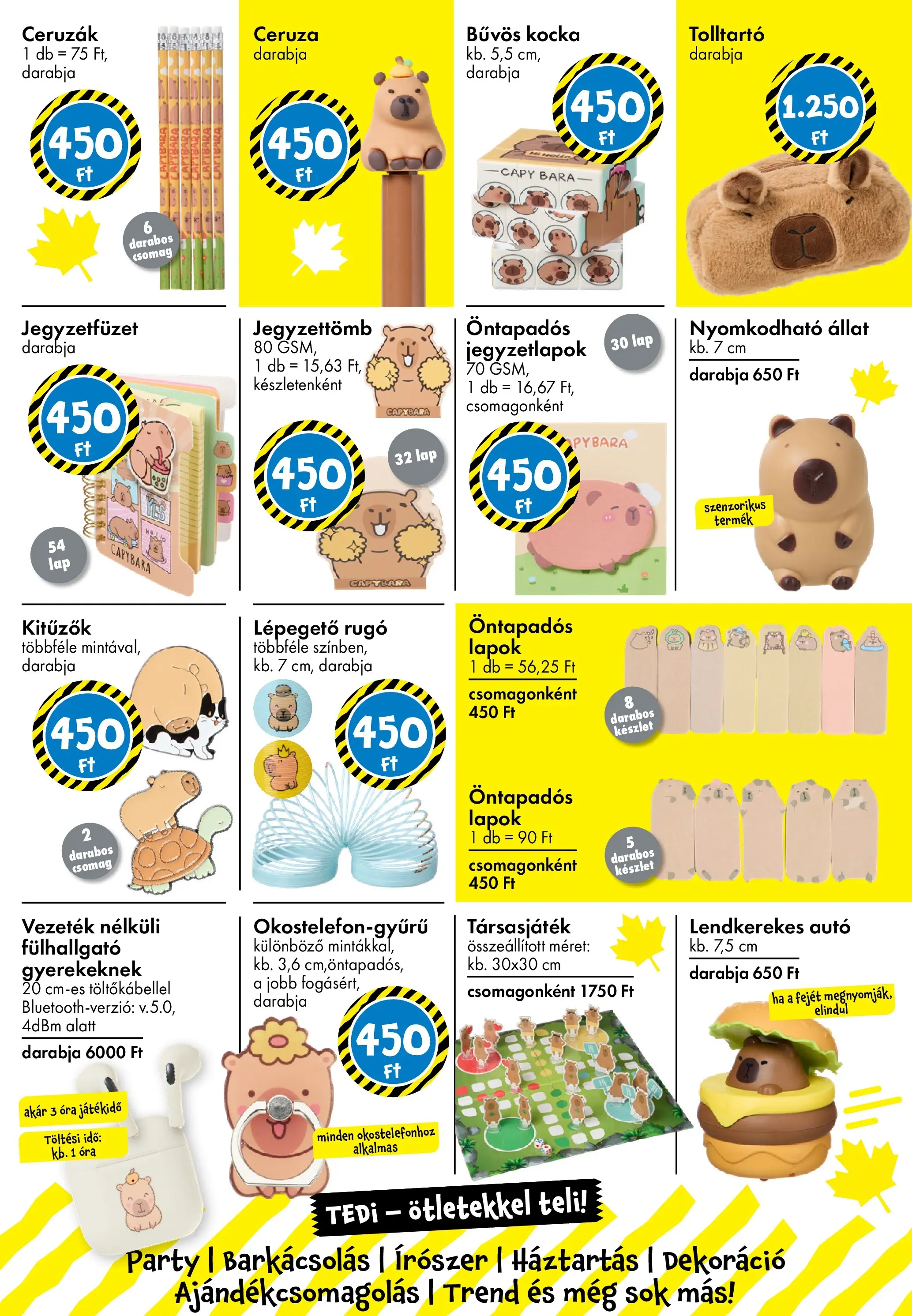 TEDi Akciós újság - 2025.10.10. -tól/töl > akció, lapozható szórólap 🛍️ | Oldal: 5 | Termékek: Fülhallgató, Tolltartó, Óra, Dekoráció