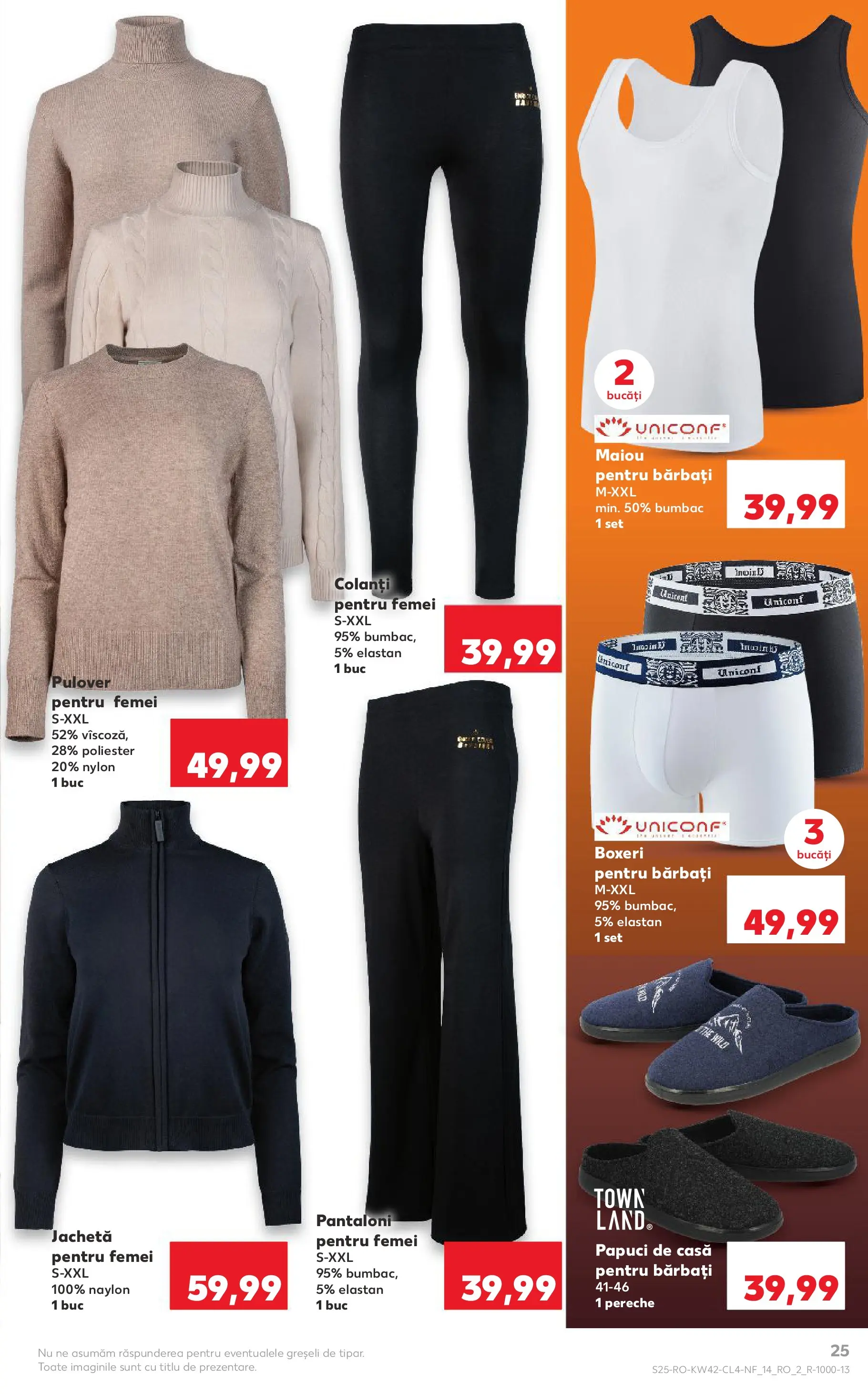 Catalog Kaufland - Fălticeni 14.10.2025 - Revista si Oferta | Pagină: 25 | Produse: Jachetă, Maiou, Boxeri, Papuci