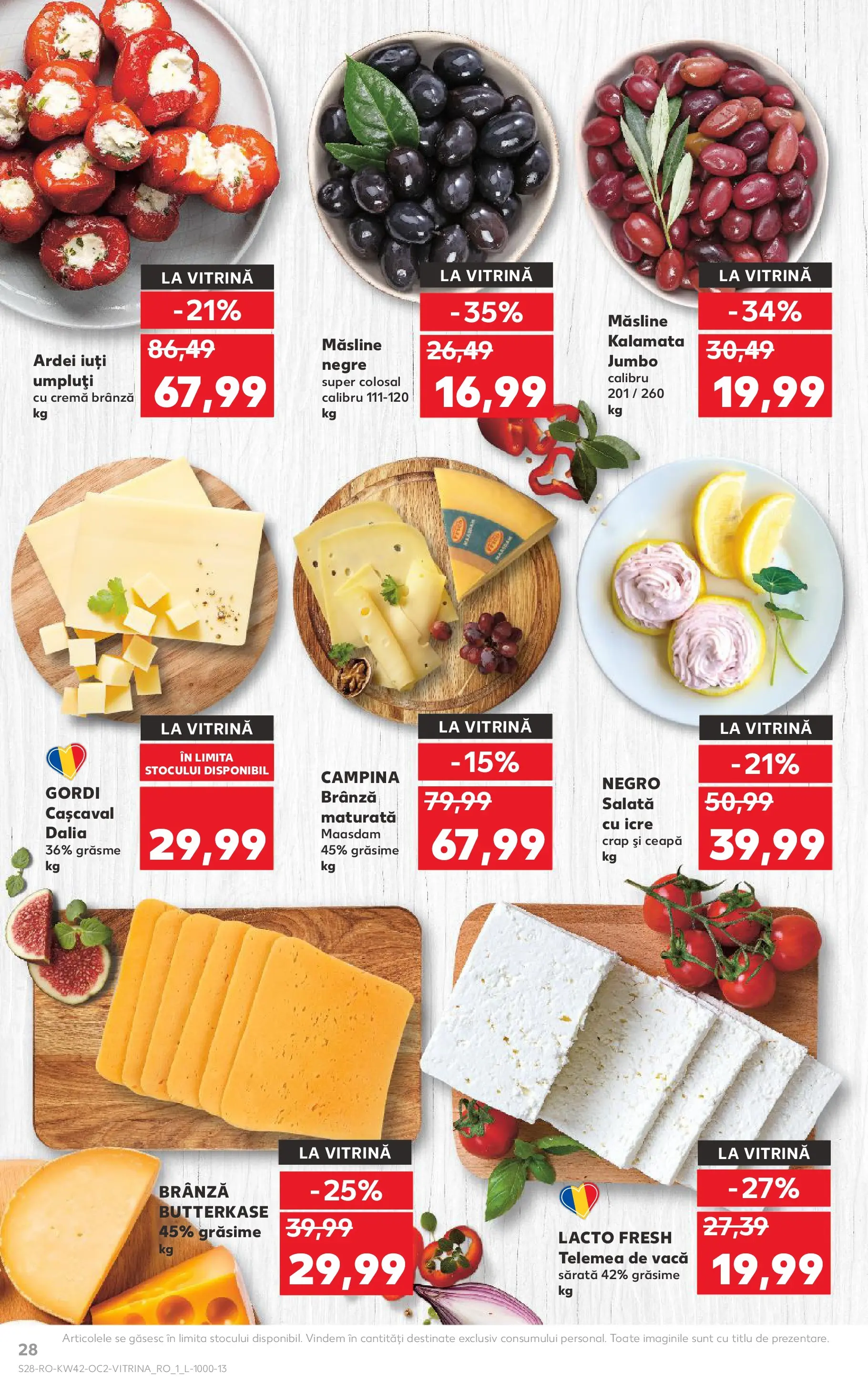 Catalog Kaufland - Bucureşti 15.10.2025 - Revista si Oferta | Pagină: 28 | Produse: Vitrină, Cașcaval, Măsline, Salată