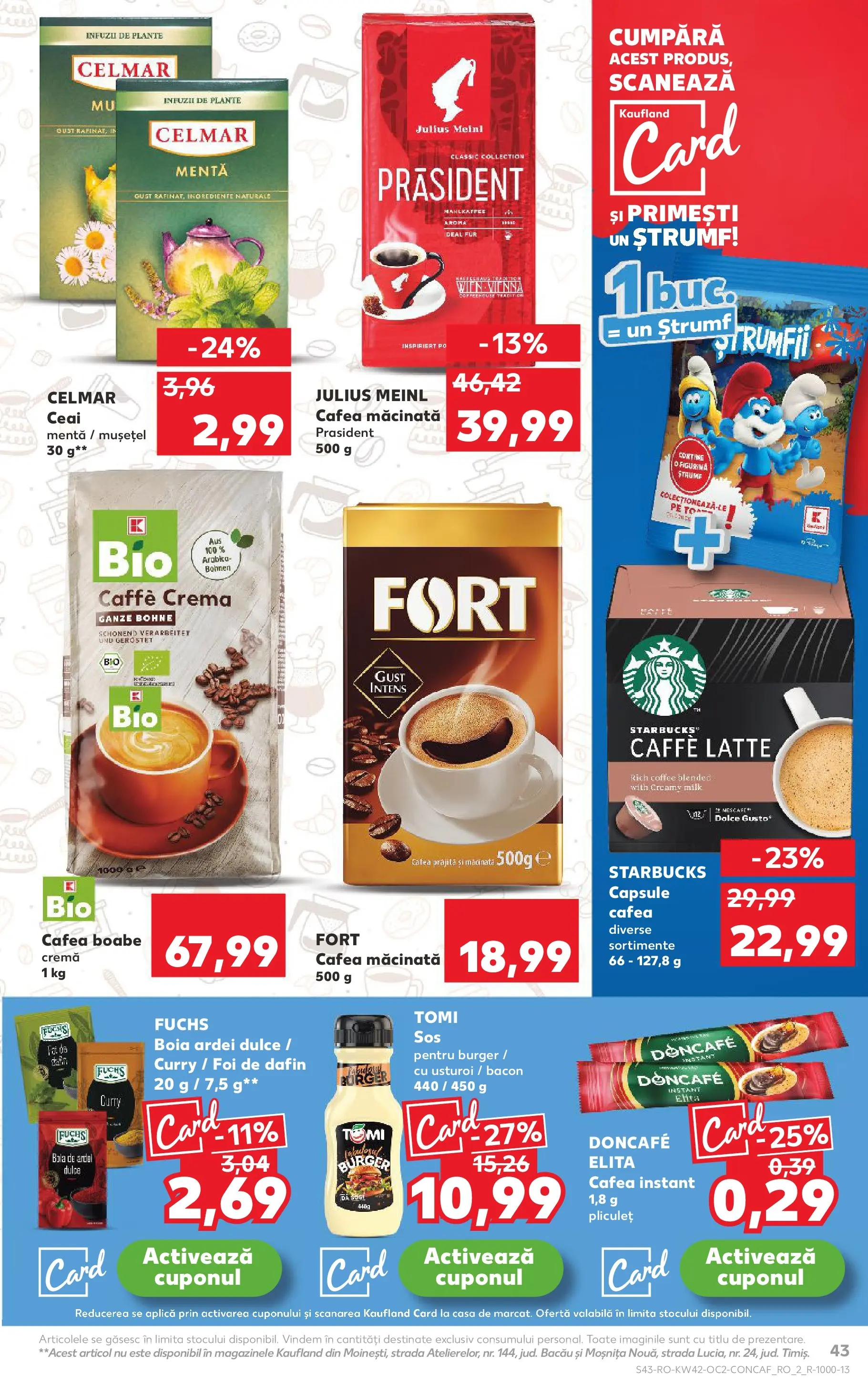 Catalog Kaufland - Bucureşti 15.10.2025 - Revista si Oferta | Pagină: 43 | Produse: Bacon, Cremă, Cafea, Ceai