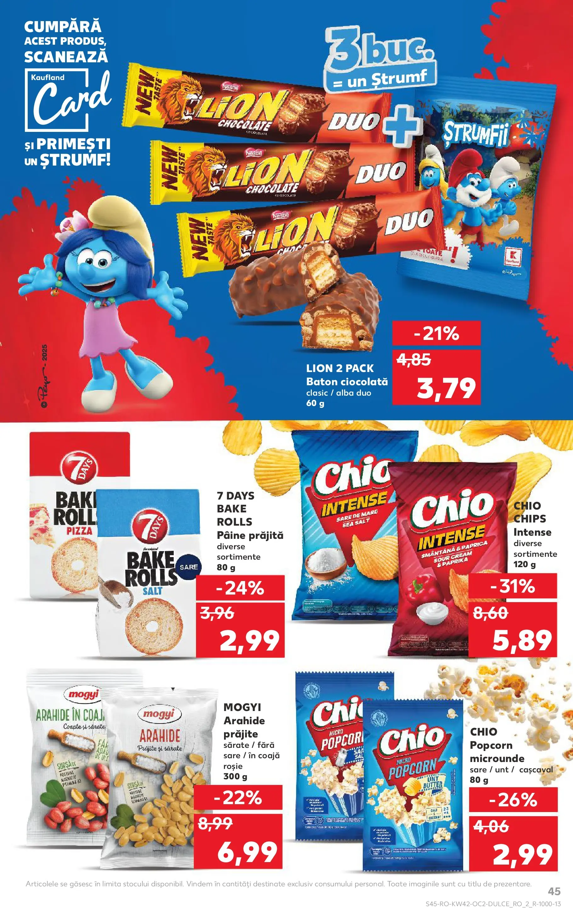 Catalog Kaufland - Bucureşti 15.10.2025 - Revista si Oferta | Pagină: 45 | Produse: Cașcaval, Unt, Ciocolată, Pizza