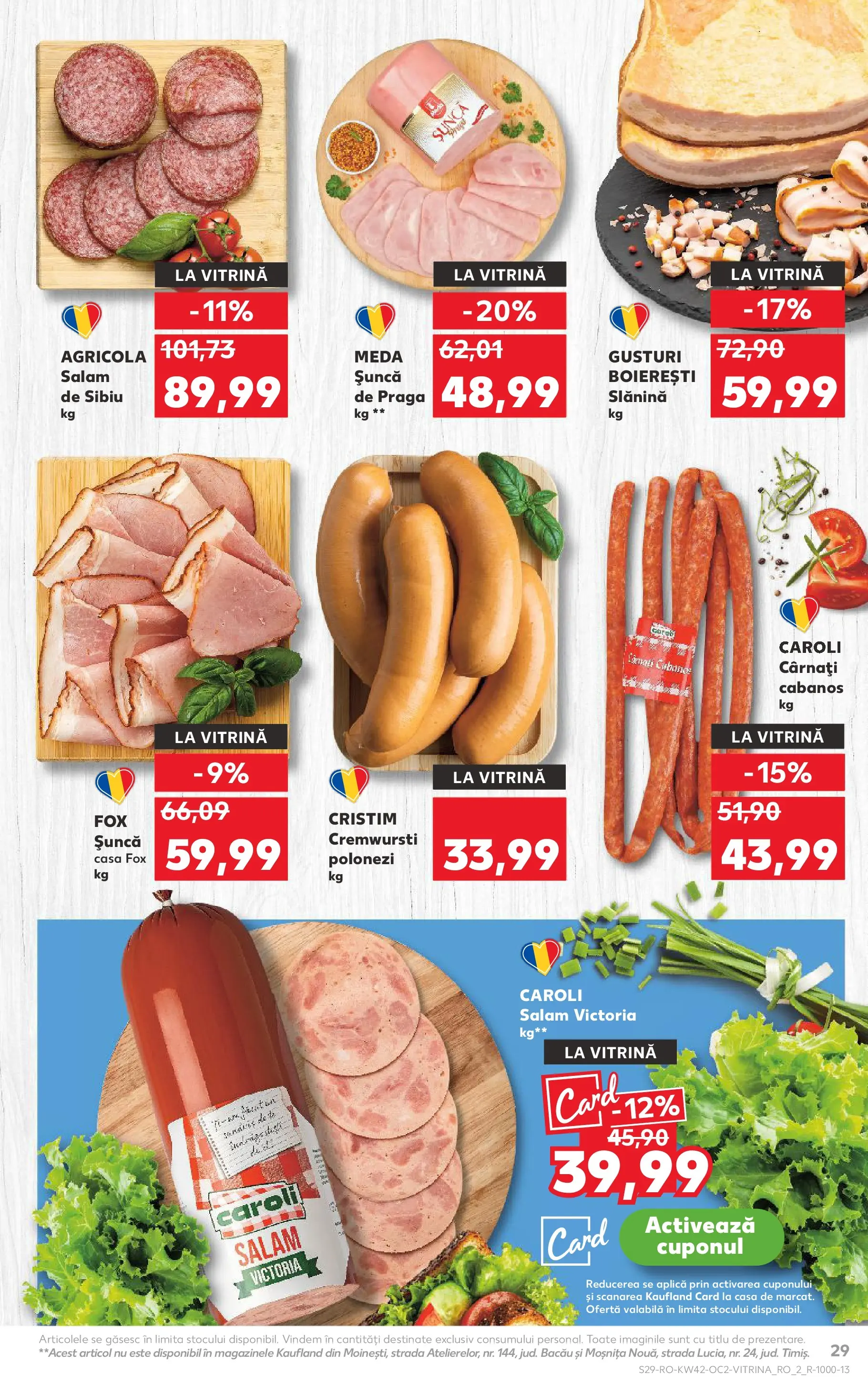 Catalog Kaufland - Bucureşti 15.10.2025 - Revista si Oferta | Pagină: 29 | Produse: Vitrină, Salam, Șuncă, Cârnați