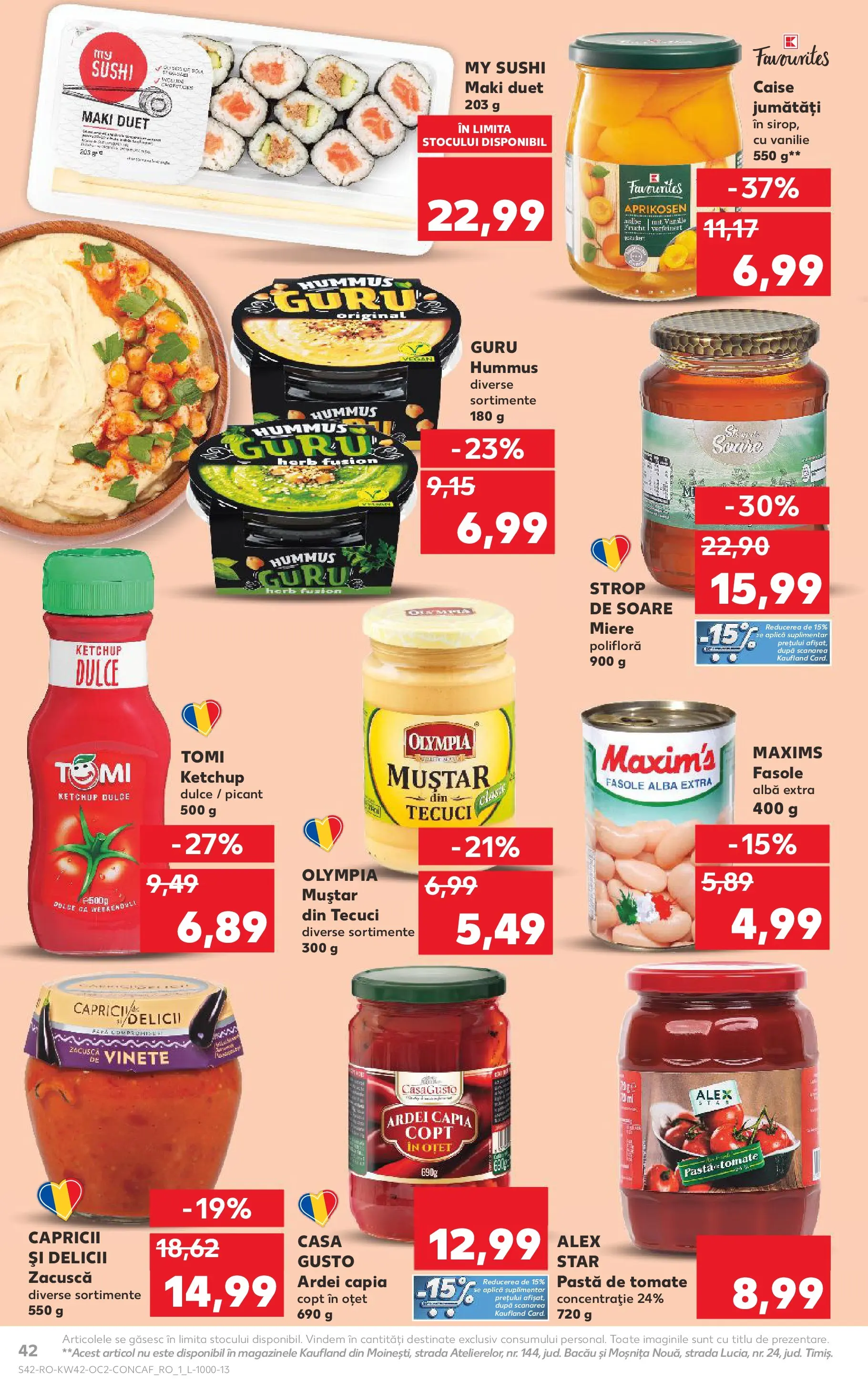 Catalog Kaufland - Bucureşti 15.10.2025 - Revista si Oferta | Pagină: 42 | Produse: Konuşturucu Kuş Yemleri, Oțet, Paste, Fasole albă