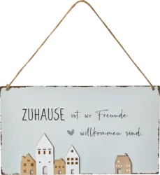 BOLTZE Metallschild mit Spruch "Zuhause ist, wo Freunde willkommen sind"