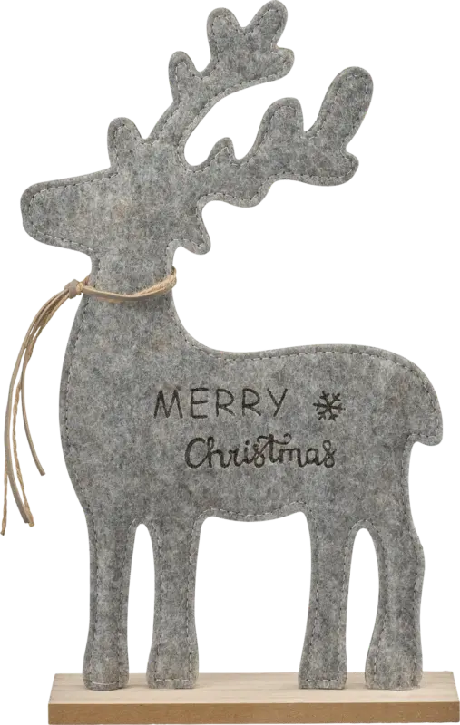 BOLTZE Filzaufsteller, Elch "MERRY Christmas", grau