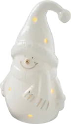 BOLTZE LED Porzellanschneemann, weiß-gold