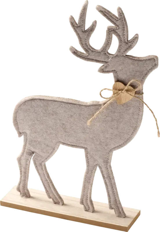 BOLTZE Filzaufsteller, Hirsch mit Holzherz, beige