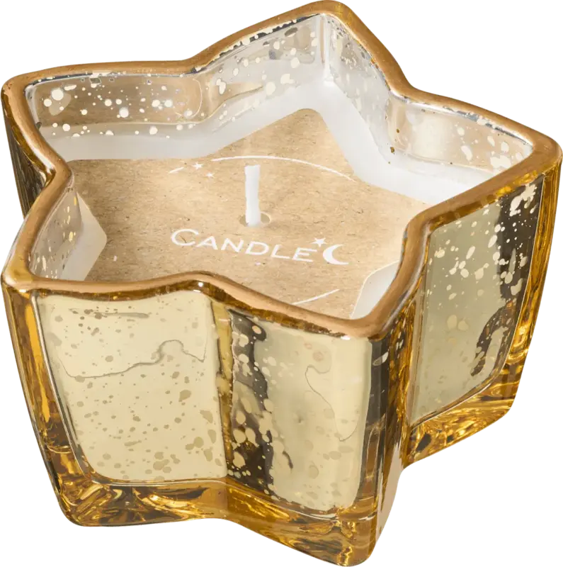 BOLTZE Kerzenglas gefüllt, Sternform, gold