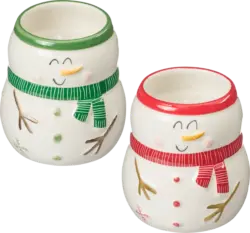 BOLTZE Kerzenglas gefüllt, Schneemann, weiß-grün