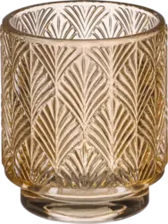 BOLTZE Kerzenhalter aus Glas, Ornamente, hellbraun
