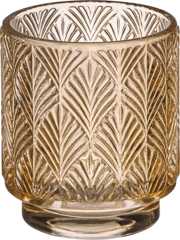 BOLTZE Kerzenhalter aus Glas, Ornamente, hellbraun