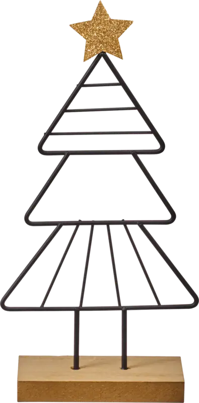 BOLTZE Metallaufsteller, Baum mit goldenem Stern, schwarz-natur
