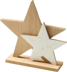 BOLTZE Holzaufsteller, Sterne, natur-weiß-gold