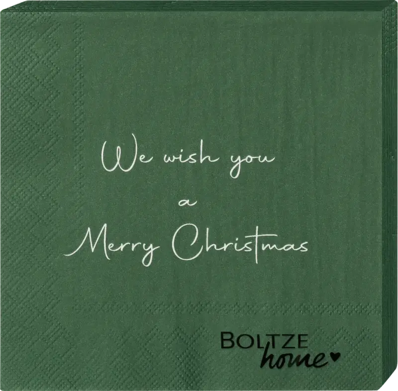 BOLTZE Servietten "We wish you a Merry Christmas", dunkelgrün (33x33 cm)