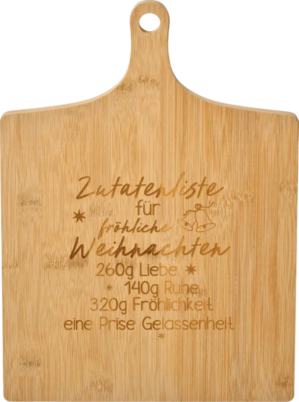 BOLTZE Schneidebrett mit "Zutatenliste für fröhliche Weihnachten"