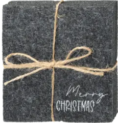 BOLTZE Untersetzer aus Filz "Merry CHRISTMAS", grau