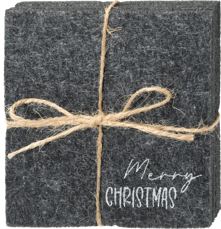 BOLTZE Untersetzer aus Filz "Merry CHRISTMAS", grau