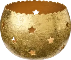 BOLTZE Windlicht aus Metall mit Sternausstanzung, gold